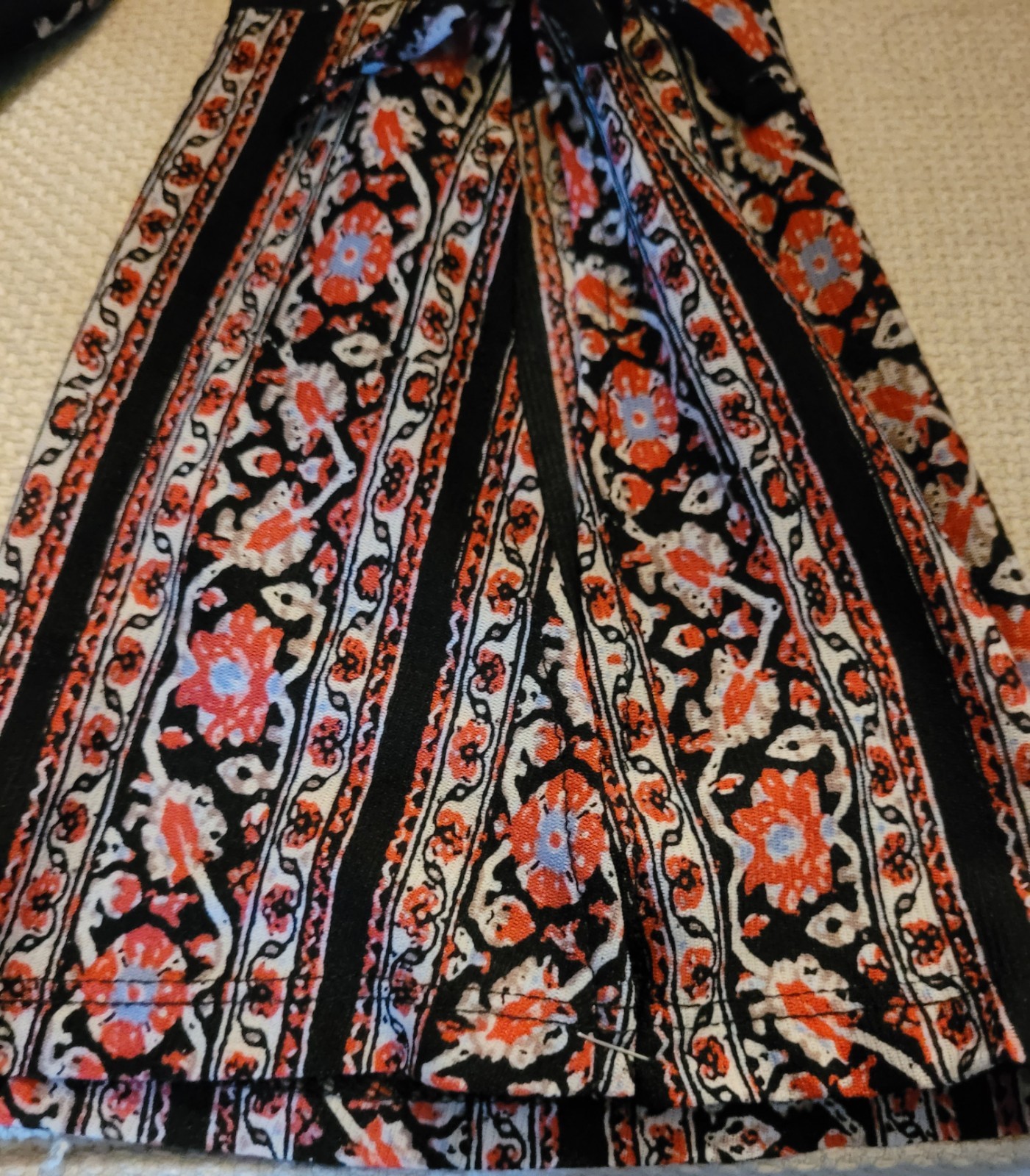 Women’s Style & Co Black Multicolored Lace Trim Stretch Top Blouse Size XL