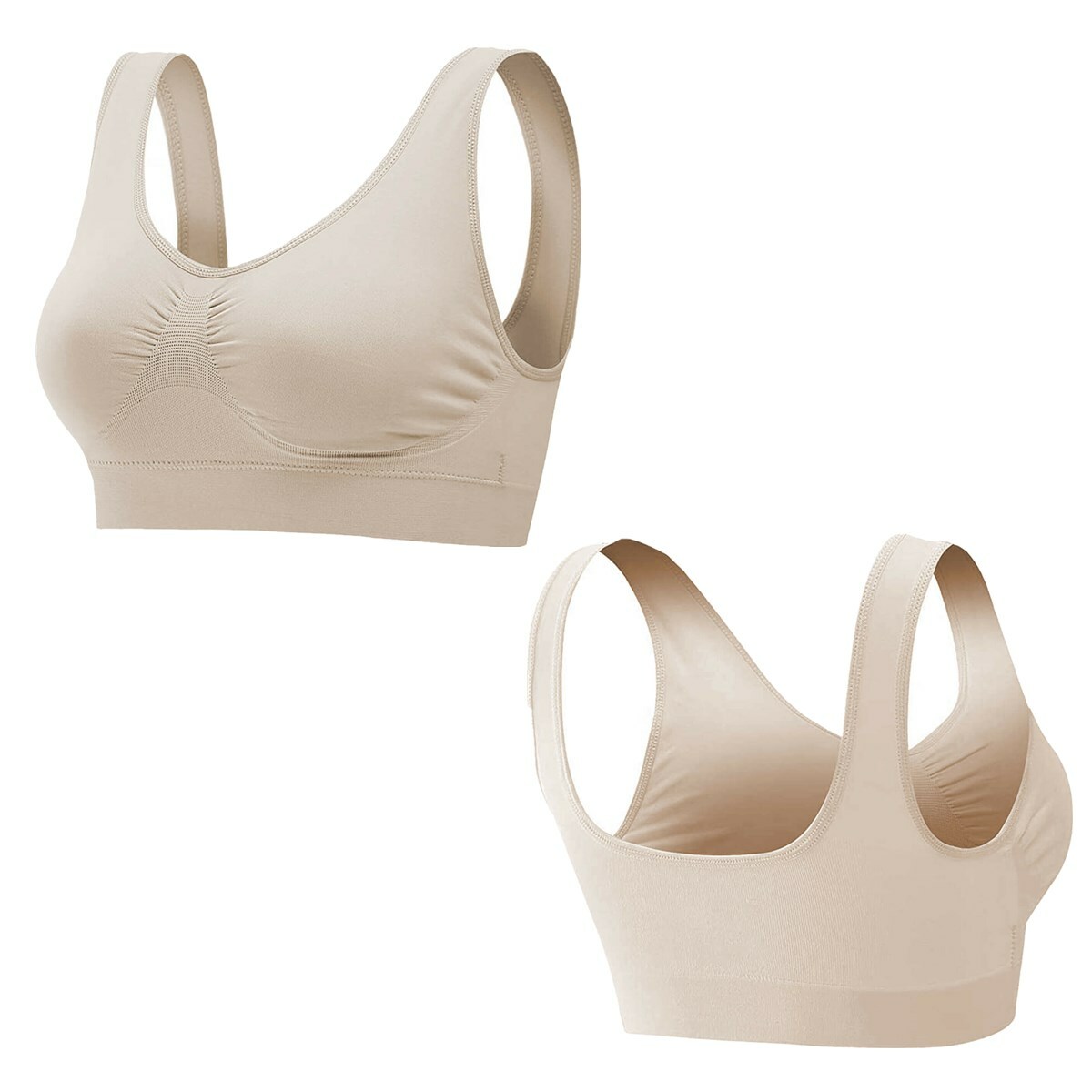 Sport Bras Seamless Wire-Free Light Support Tank Sports Yoga Sleep Bra 3 Pack US