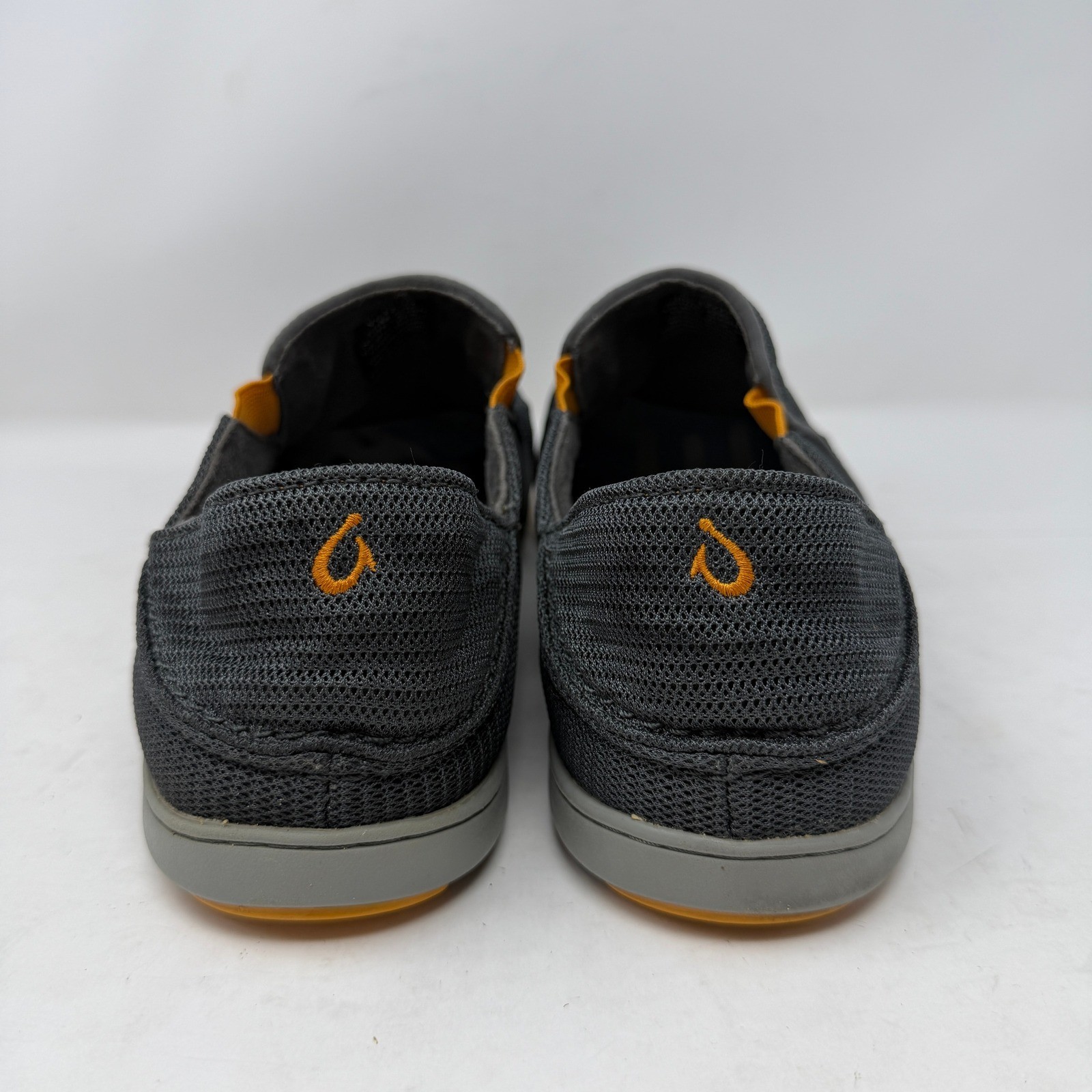 OluKai Nohea Mesh Mens Slip On Shoes Charcoal Grey Orange Loafers