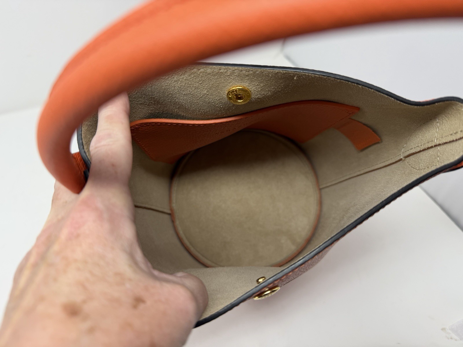 Longchamp Orange Leather Bucket Bag EUC!