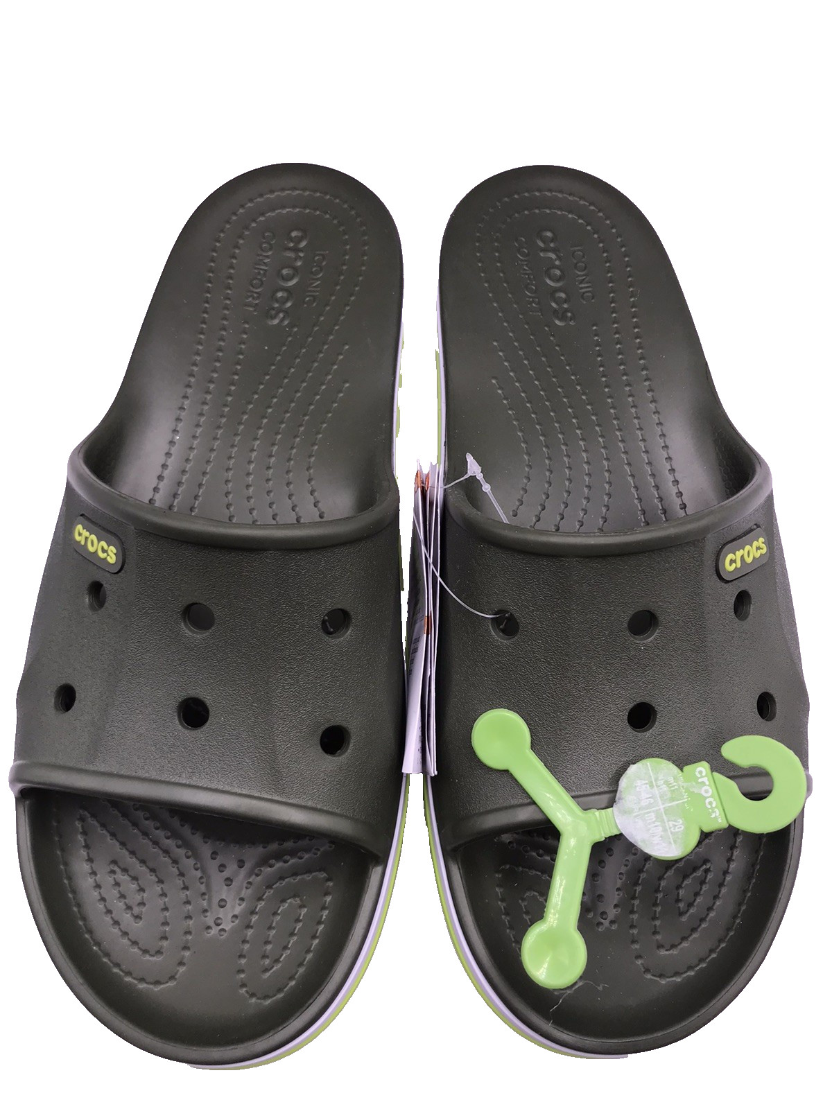 MEN’S CROCS ARMY GREEN BAYABAND SLIDE POOL/BEACH WATER FRIENDLY SANDAL 11 NWT