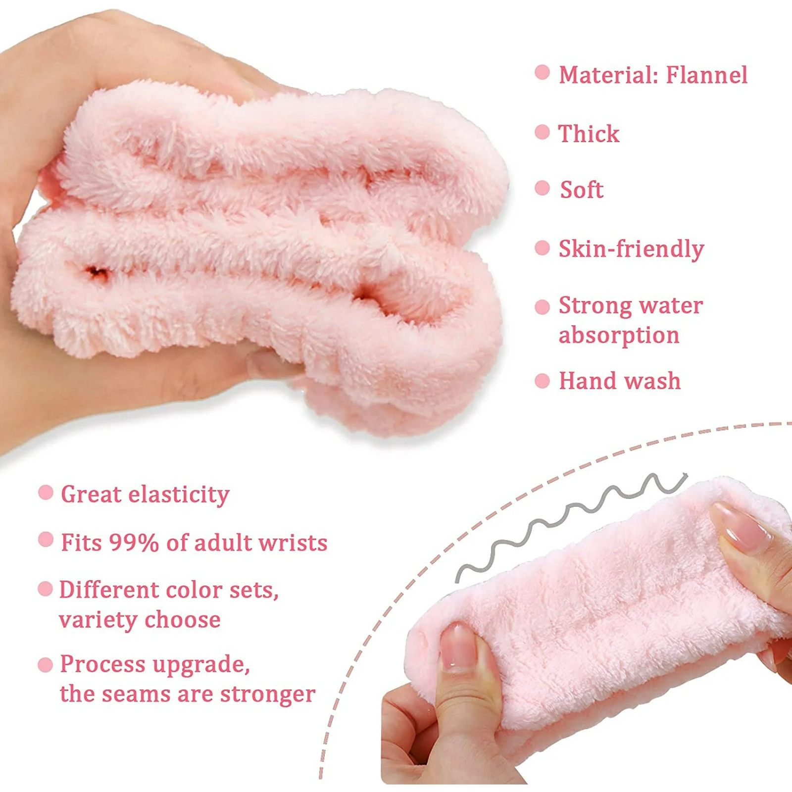 Microfiber Wrist Bands for Washing Face Absorbent Spa Face Wash Wristbands