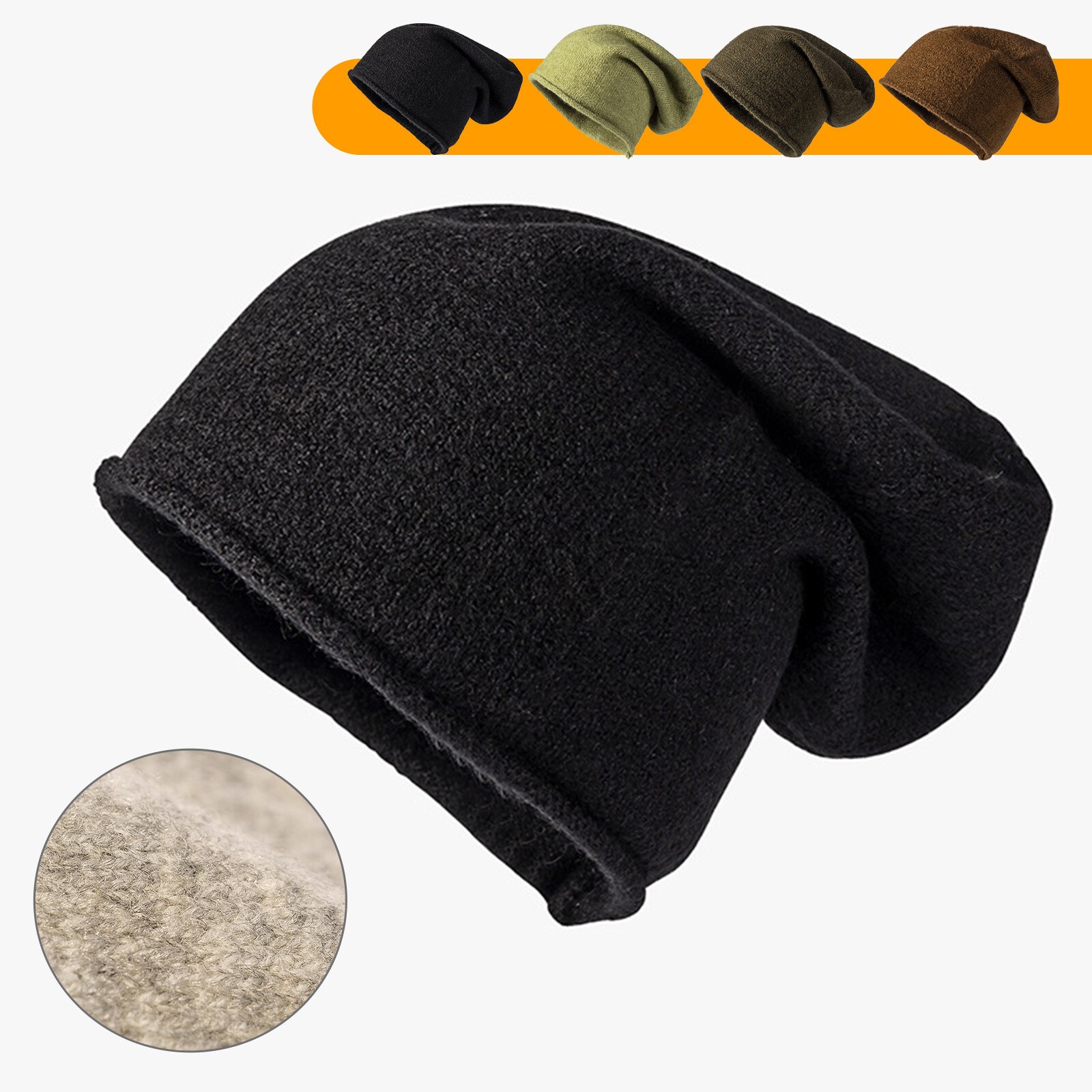 Cashmere Beanie Hat Women Winter Knitted Slouchy Oversized Warm Men Cap HatRM