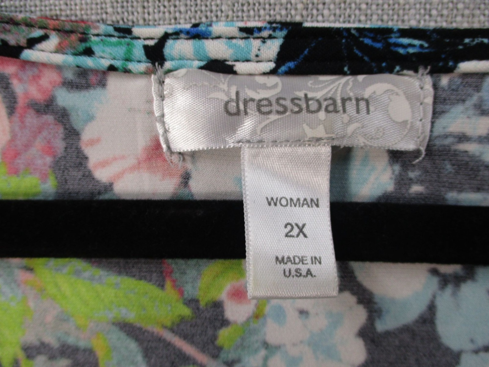Dressbarn Womens Floral Print Top 2X Polyester Spandex Blend Made In USA