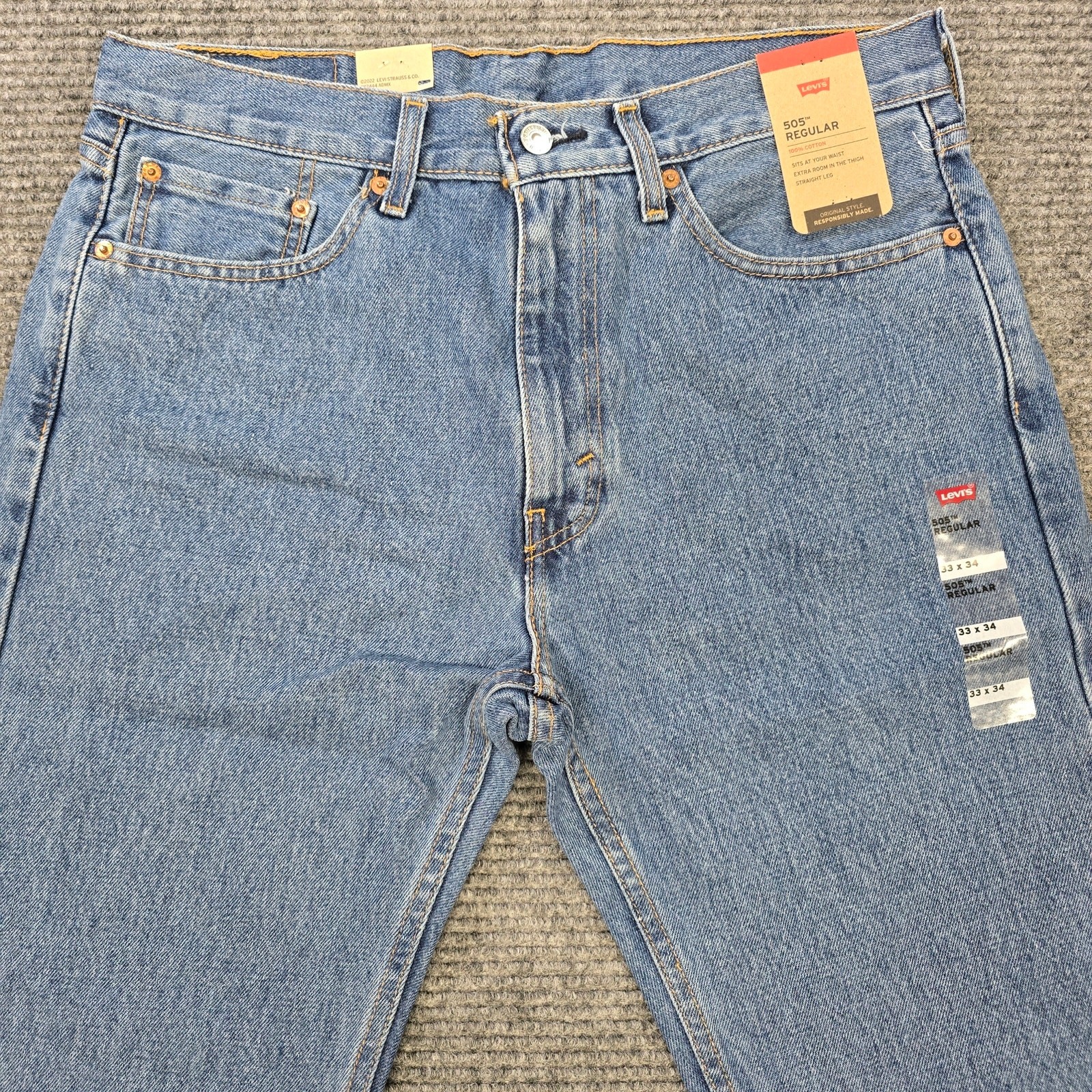 Levi’s 505 Jeans Men’s 33×34 Blue Regular Tall Straight Classic NWT