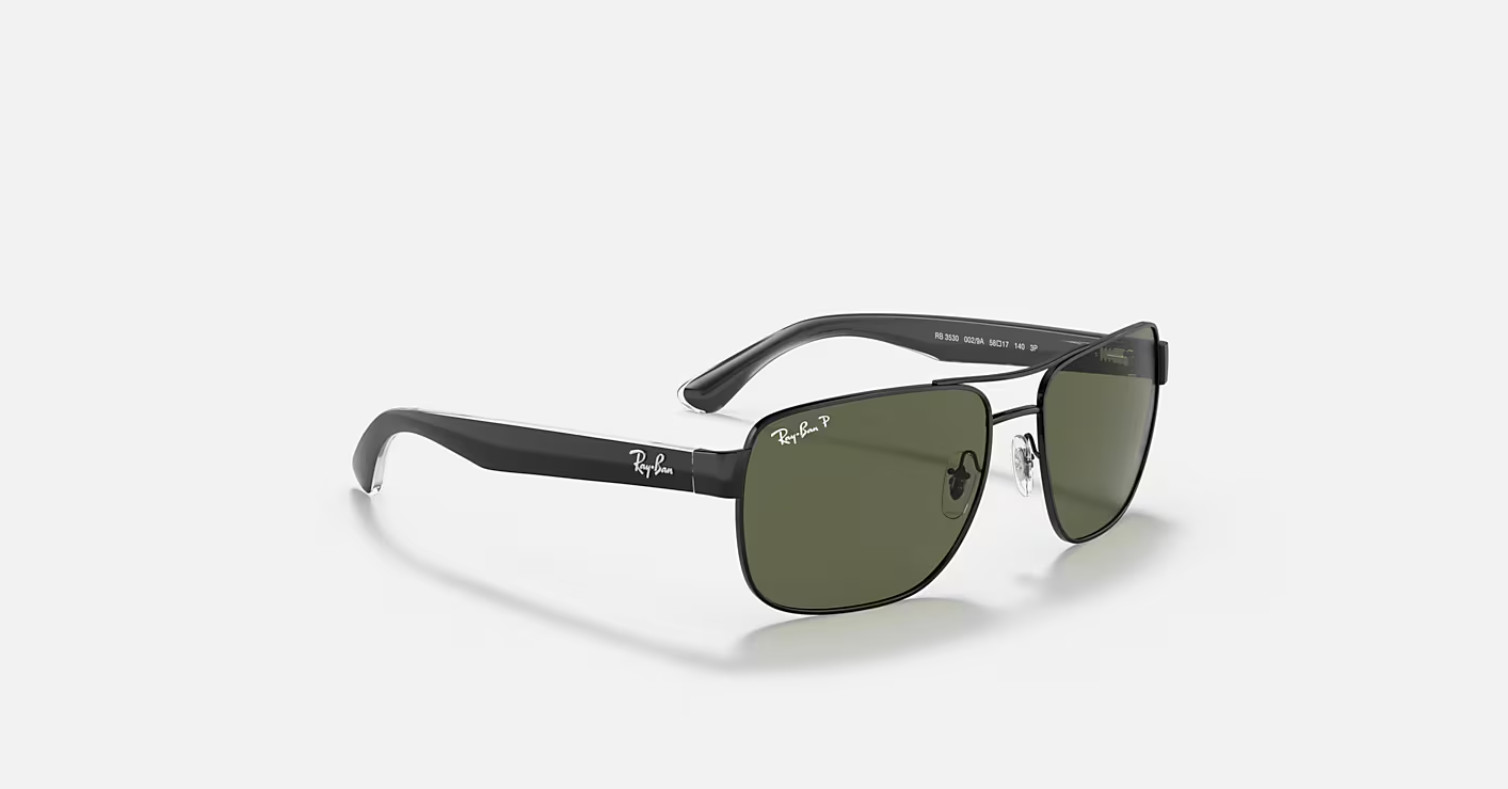 Ray-Ban RB3530 Polished Black/Green Polarized Classic G-15 58 mm Sunglasses