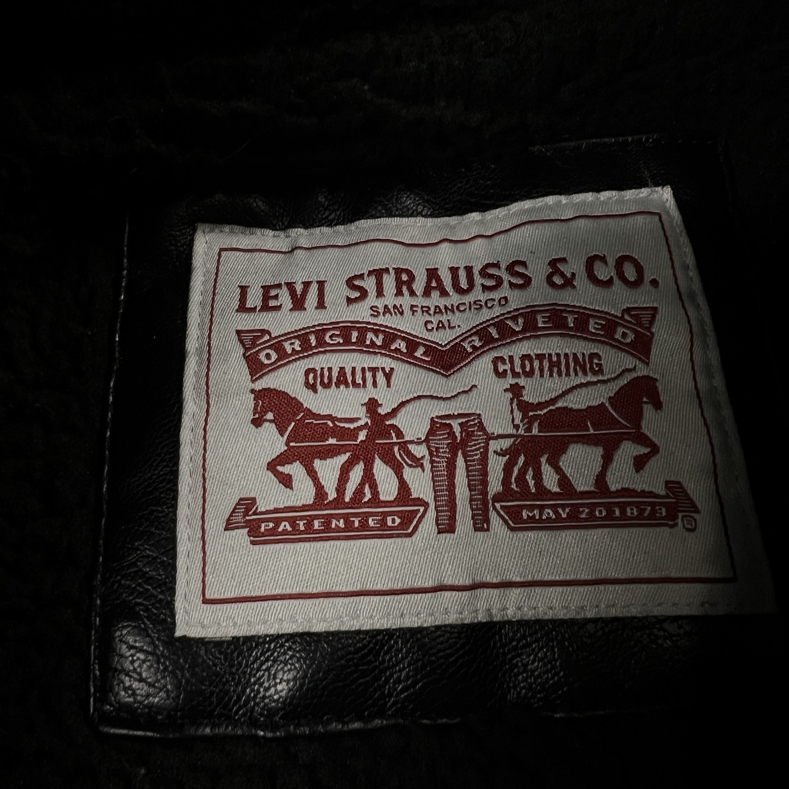 Levis Jacket Mens XL Black Faux Leather Insulated Sherpa Lined Bomber Moto