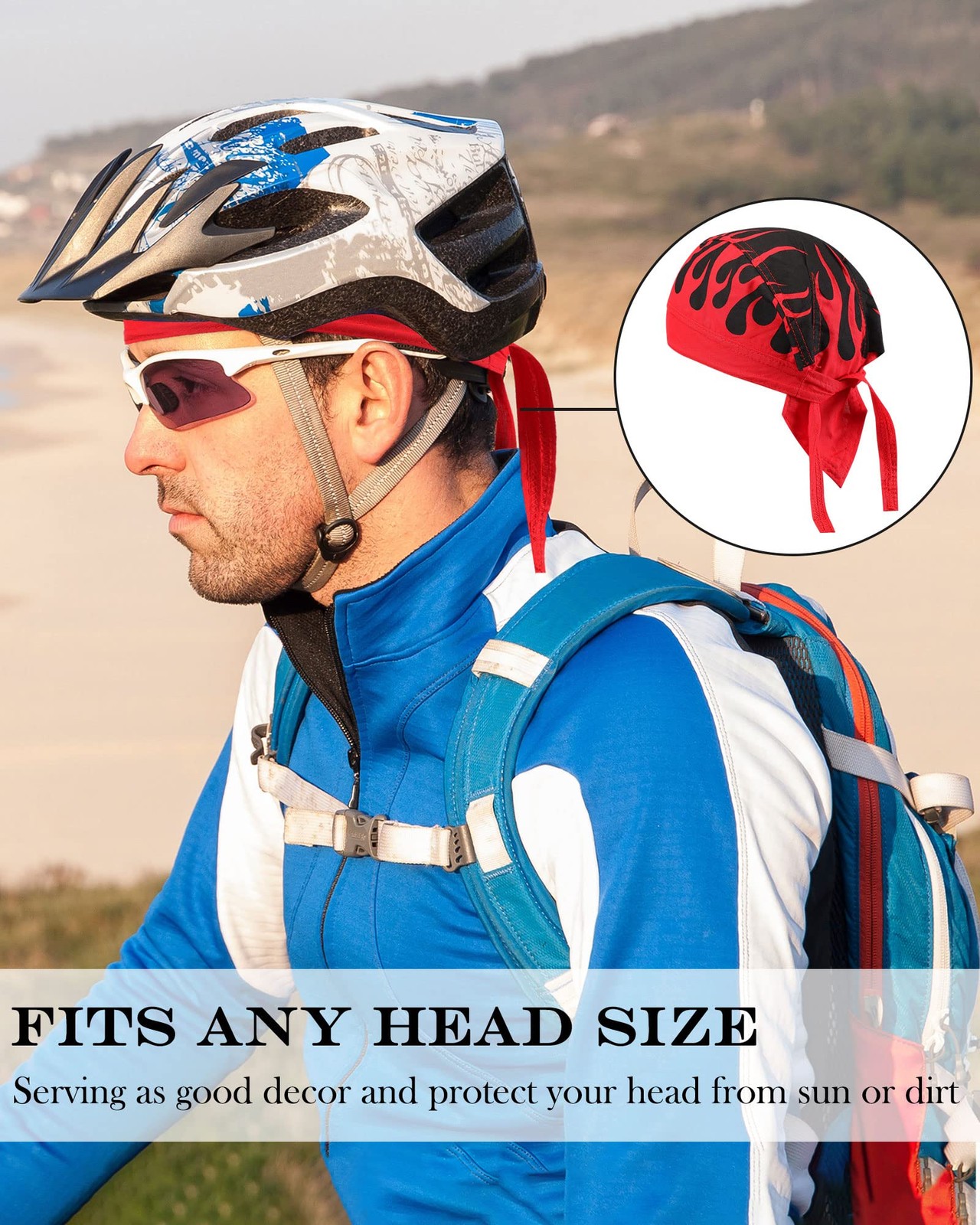 Foaincore 8 Pack Do Rag Skull Caps for Men Sweat Wicking Doo Rags Cooling Hel…