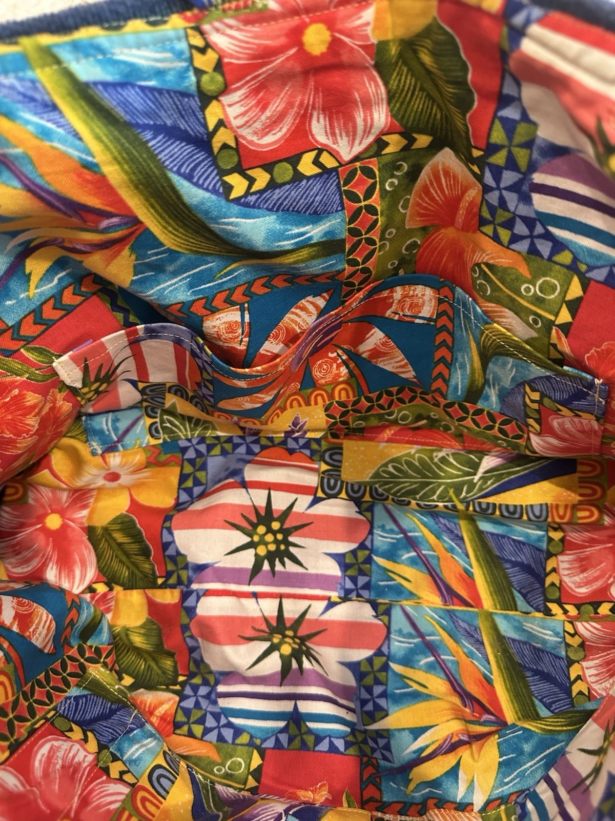 Unique Handmade Lined Tote Bag Beach Themed With 2 Side Pockets