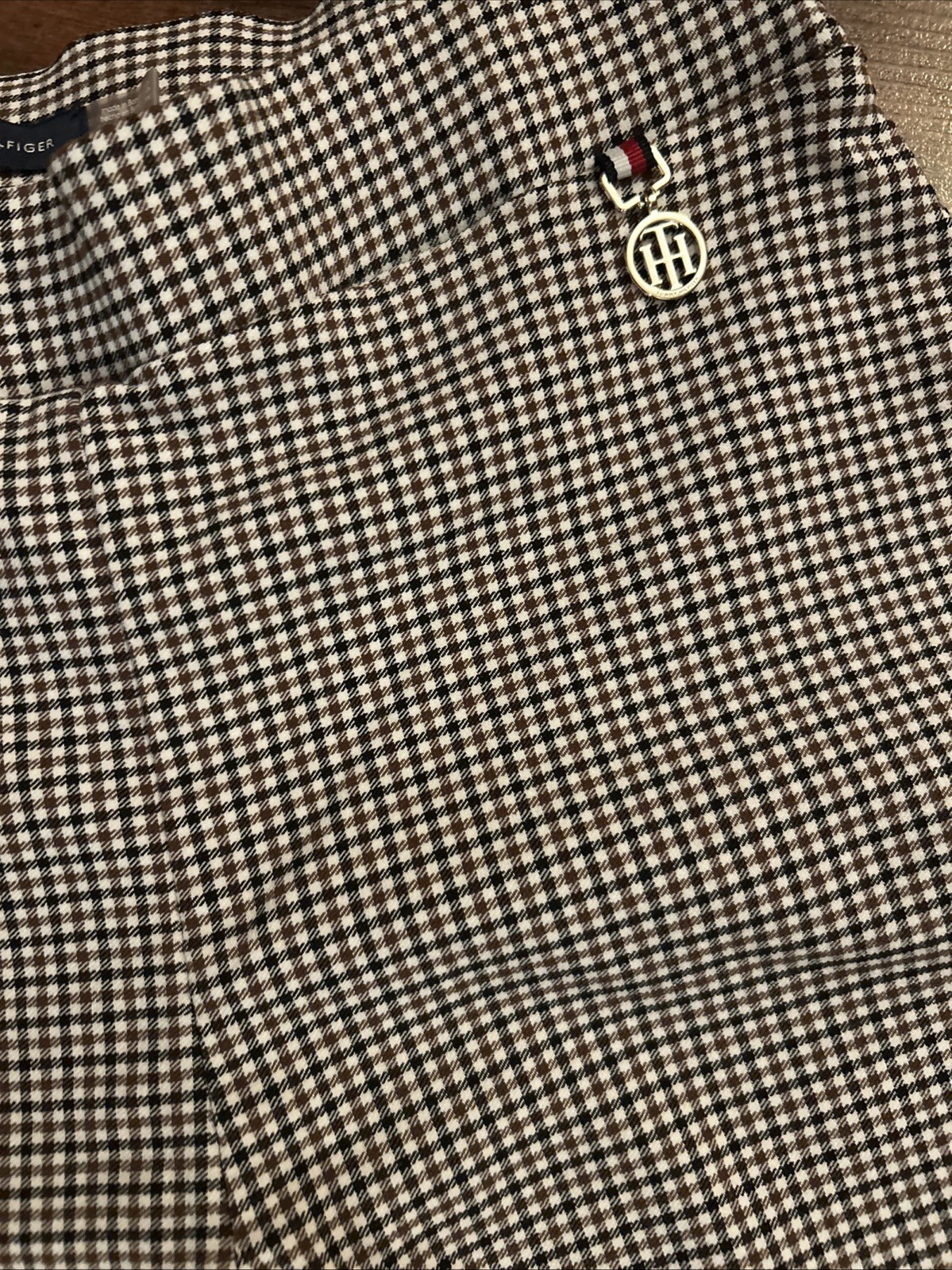 Women’s Tommy Hilfiger Black Brown Micro Checkered Bottoms Ankle Length Size 6