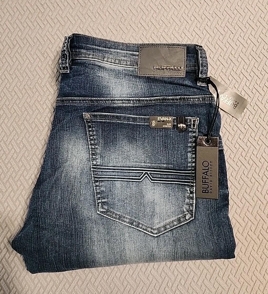 NWT $99 Buffalo David Bitton Jeans Evan-X slim strech vintage blue classic