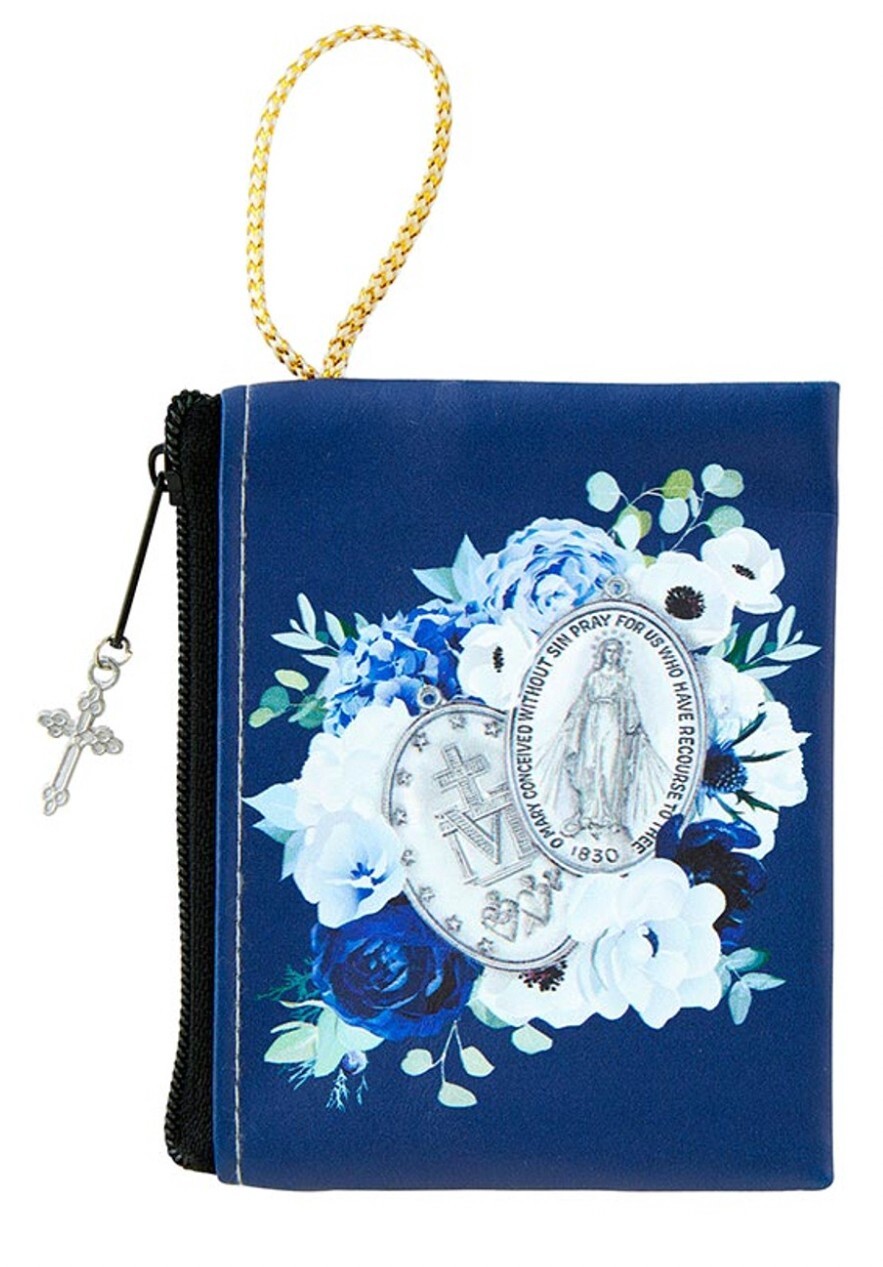 Our Lady of the Miraculous Medal Small 3.25″ Zip Rosary Pouch, New #AB-027-2