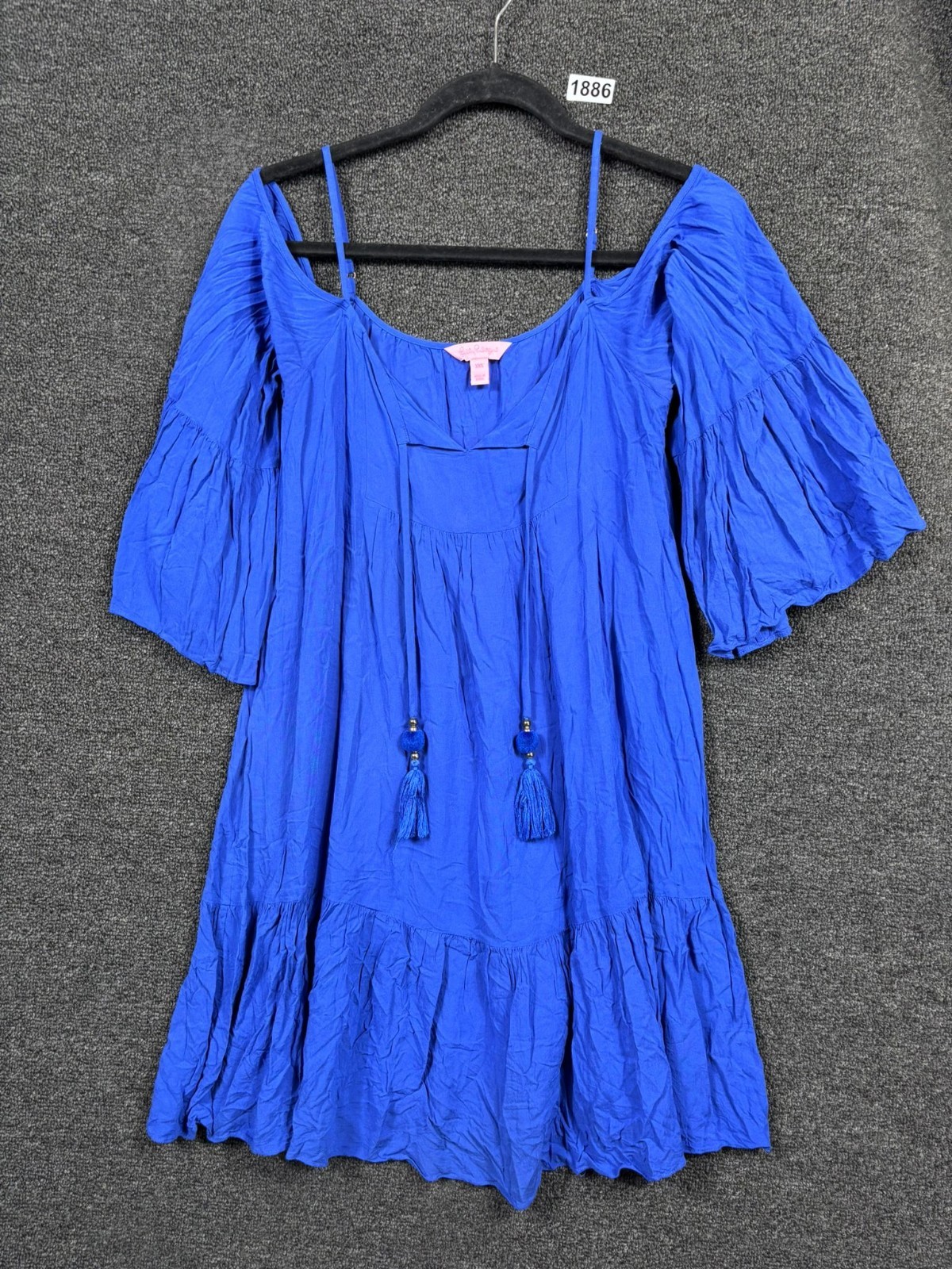 Lilly Pulitzer Alanna Open Shoulder Mini Dress Womens Size XXS Blue Bomber Boho