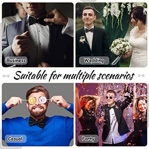 Geyoga 2 Packs Clip on Bow Ties for Men Solid Bow Tie for Costume Wedding