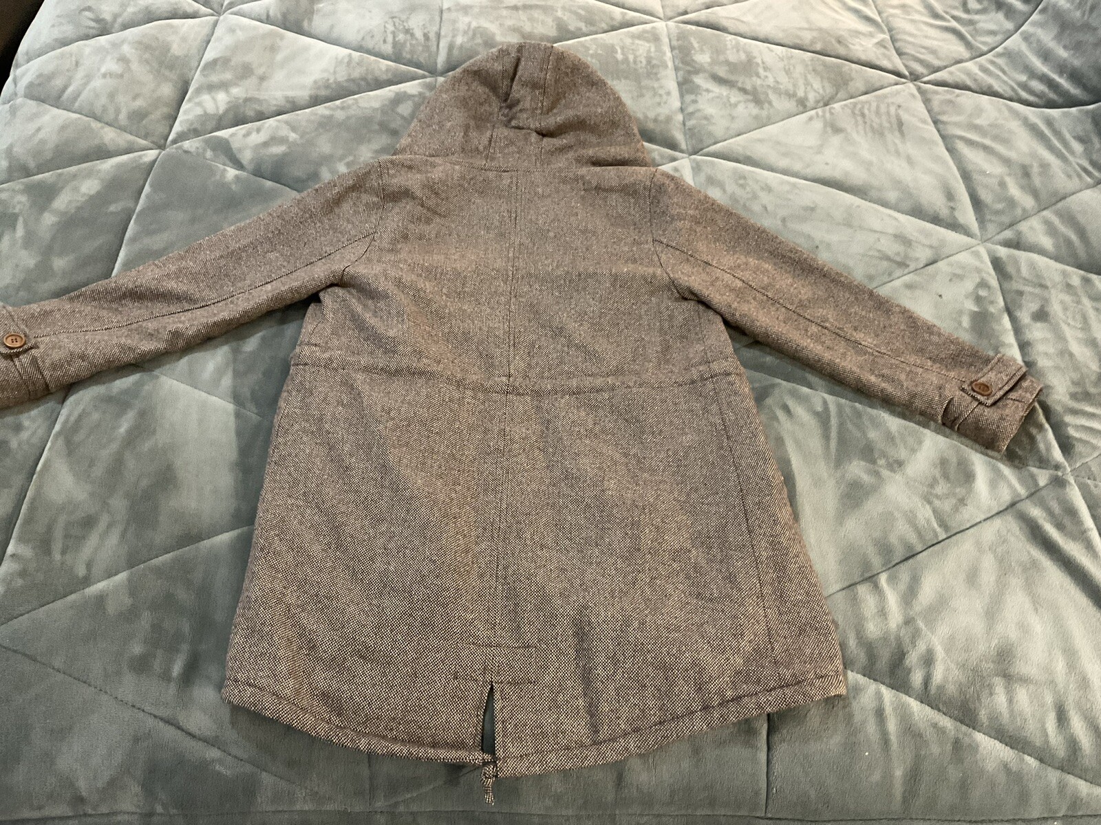 Ray Cousin Cassin Hoodie Herringbone Houndstooth Zip Button Jacket Fully Lined
