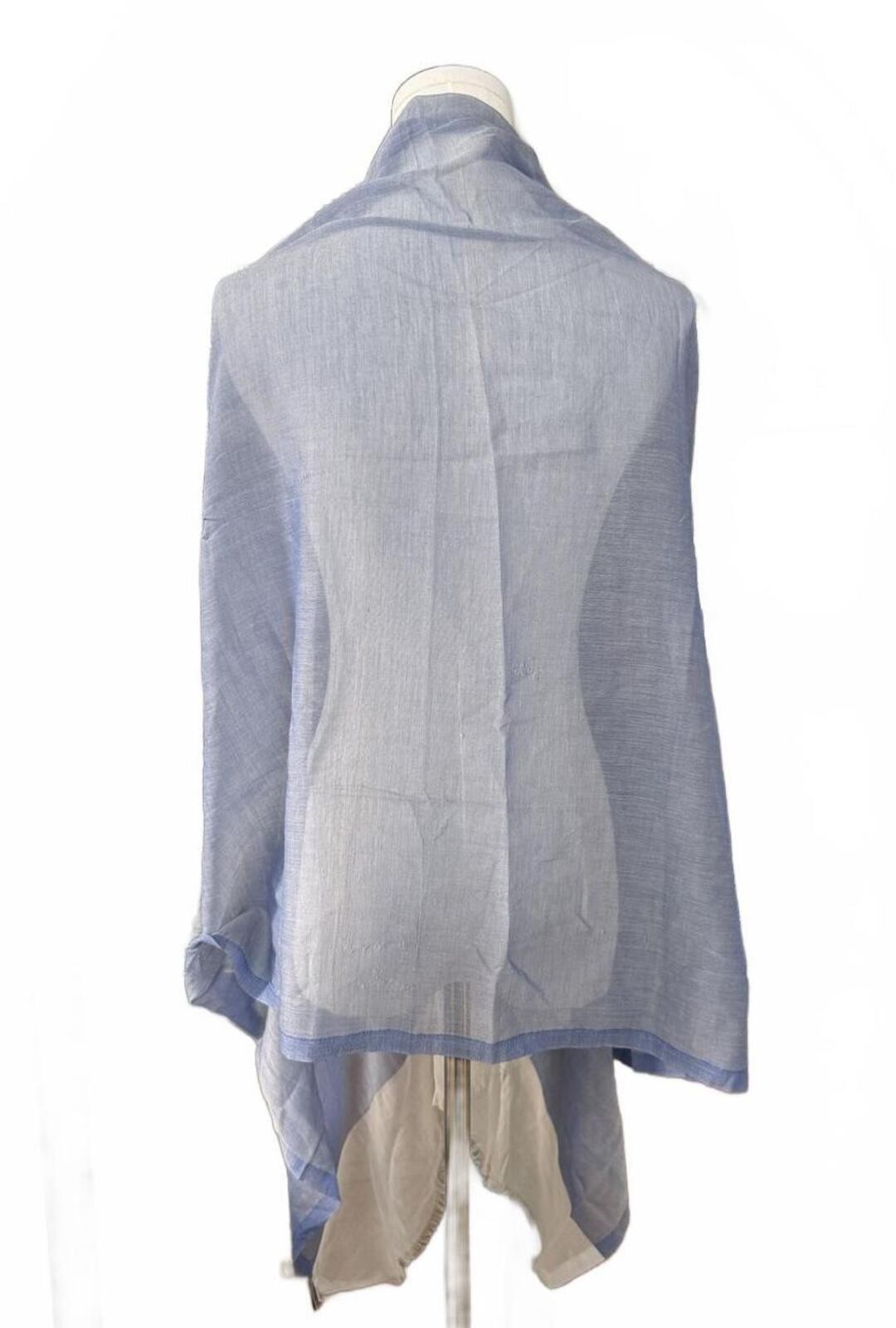 Lightweight Cotton Blue and Cream Shawl Scarf Wrap Made in Italy