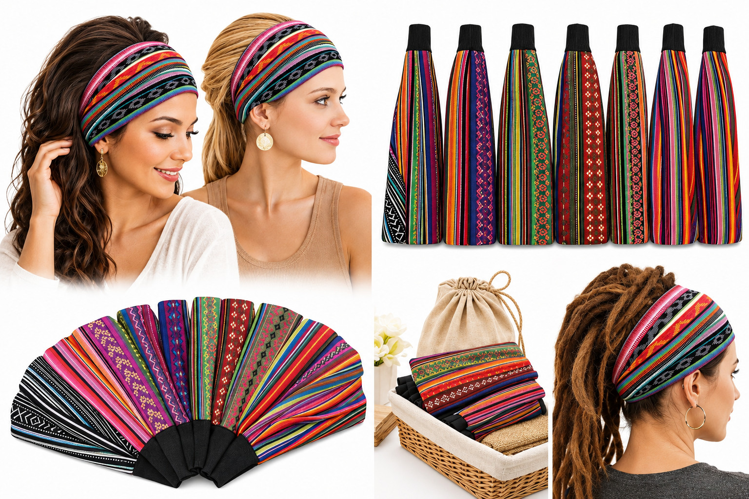 6pcs Women’s Boho Headband Wide Yoga Stretchy Hair Headwear Headwrap Sport Lot