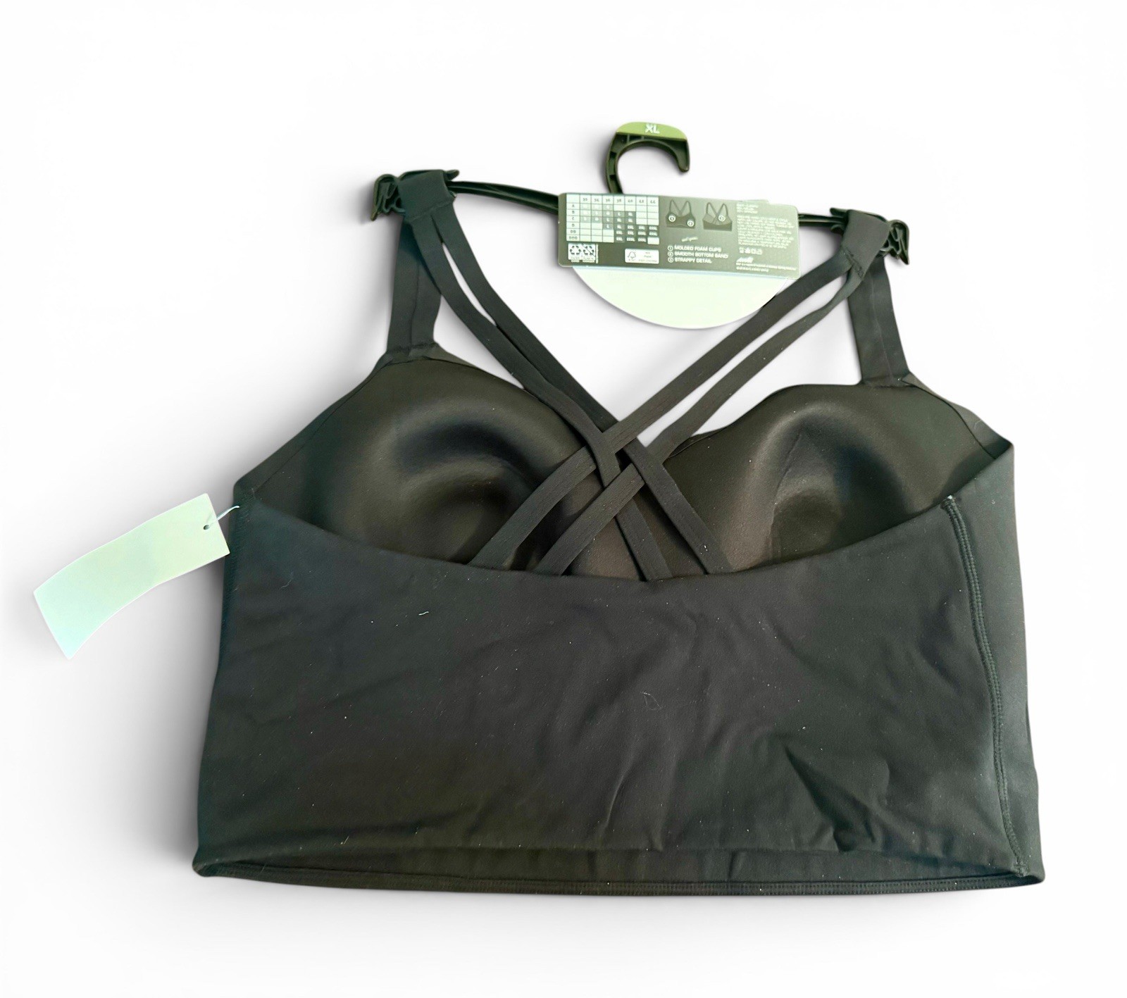 Avia Longline Low Support Strappy Sports Bra Black XLarge NWT Molded Cups