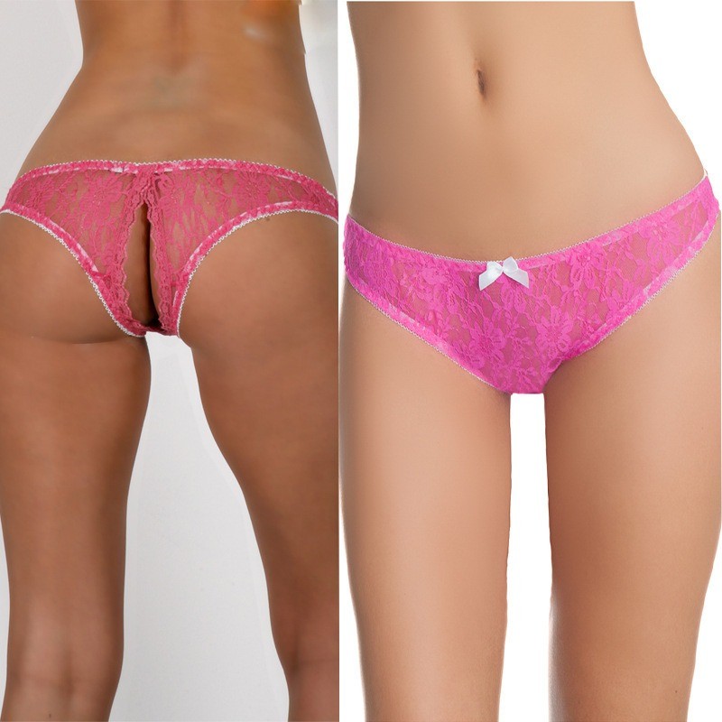 Sexy Women Sheer Lace Thong G-string Briefs Crotchles Panties Lingerie Underwear