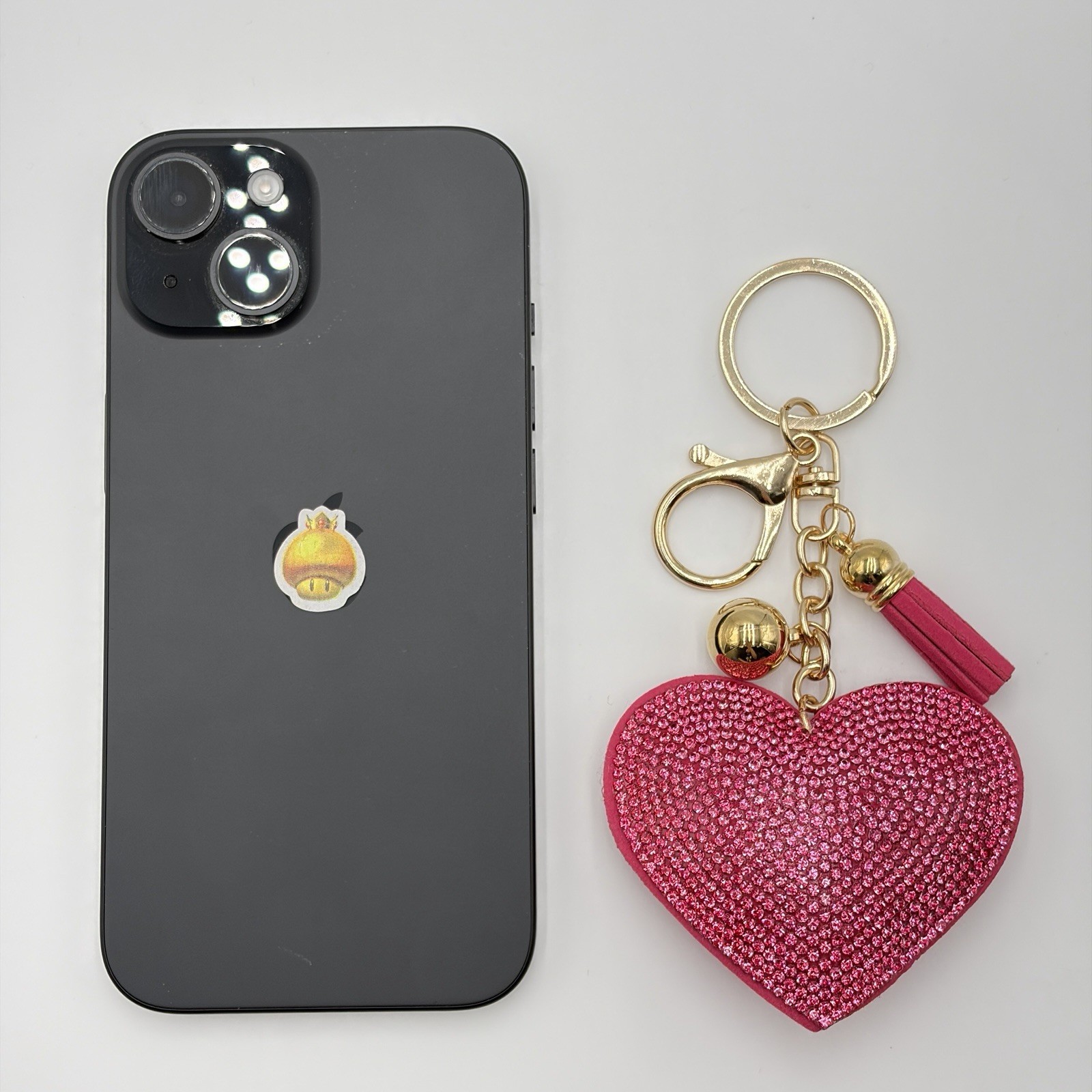 Pink Heart Rhinestone Bag Charm Crystal Keychain Purse Charm Tassel Cute Gift