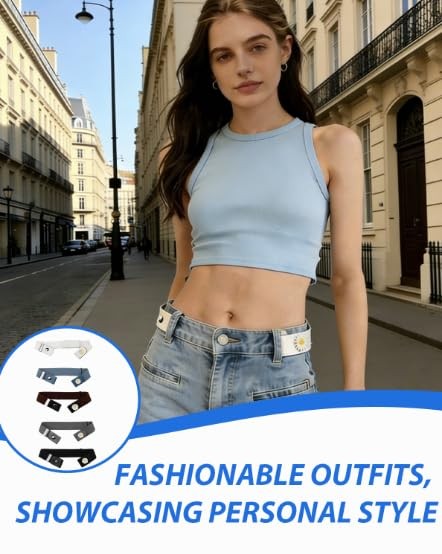 5 Pcs No Buckle Stretch Belt Elastic Invisible Waist Belt for Men Women Jeans