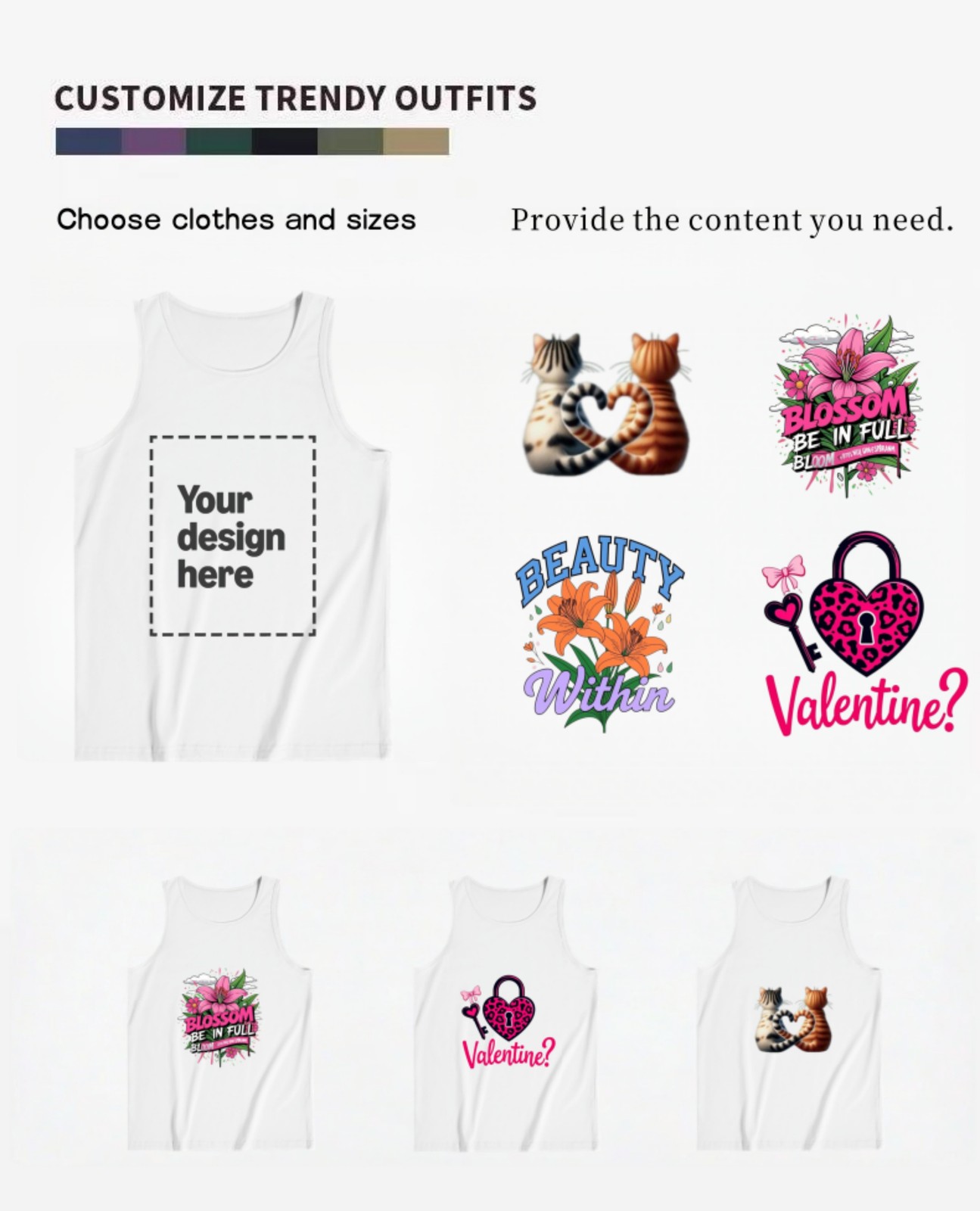 Women Birthday Gift Custom Photo Cotton Sleeveless Tank Top
