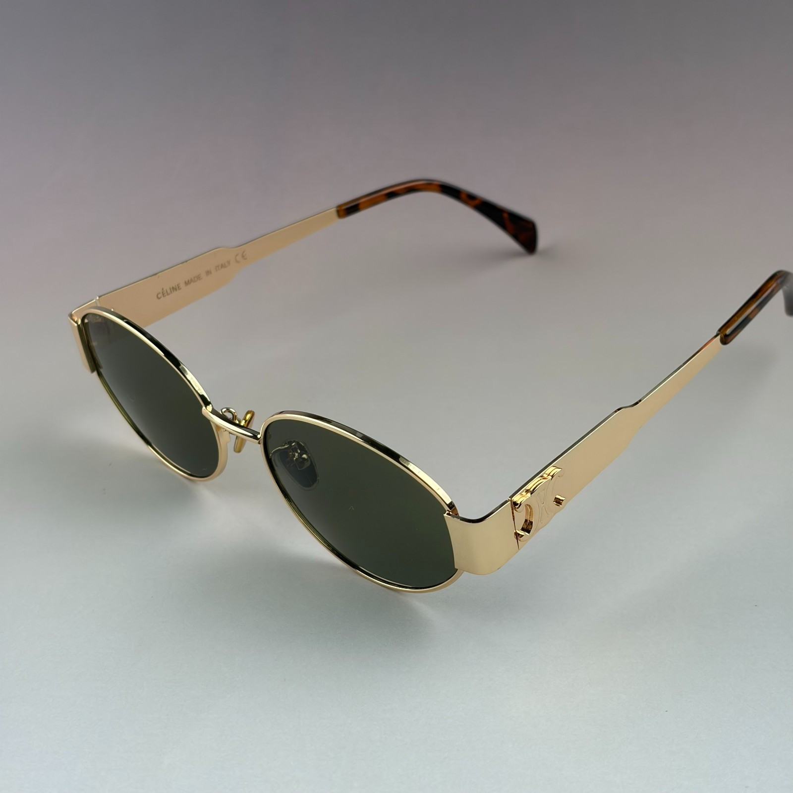 New In Box – Celine Women Men Sunglasses Triomphe Gold Metal Oval Frame Driving