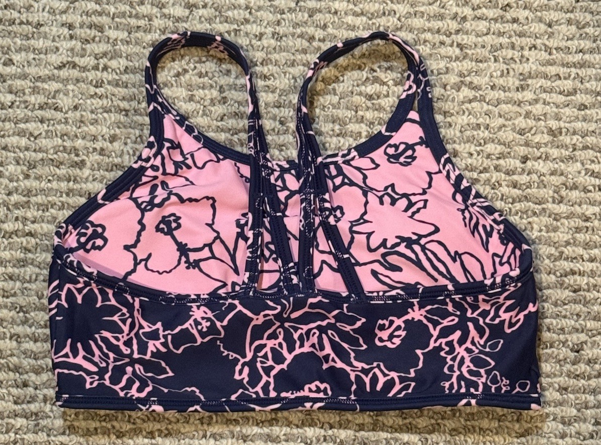 Hibiscus Print Athleta Girl Pool Days Reversible Bikini Top Size 14 Girls XL