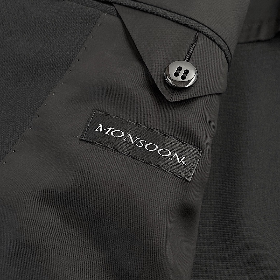 D’URBAN MONSOON Black Formal Suit Wool Mohair Summer 44L Made in Japan NWT