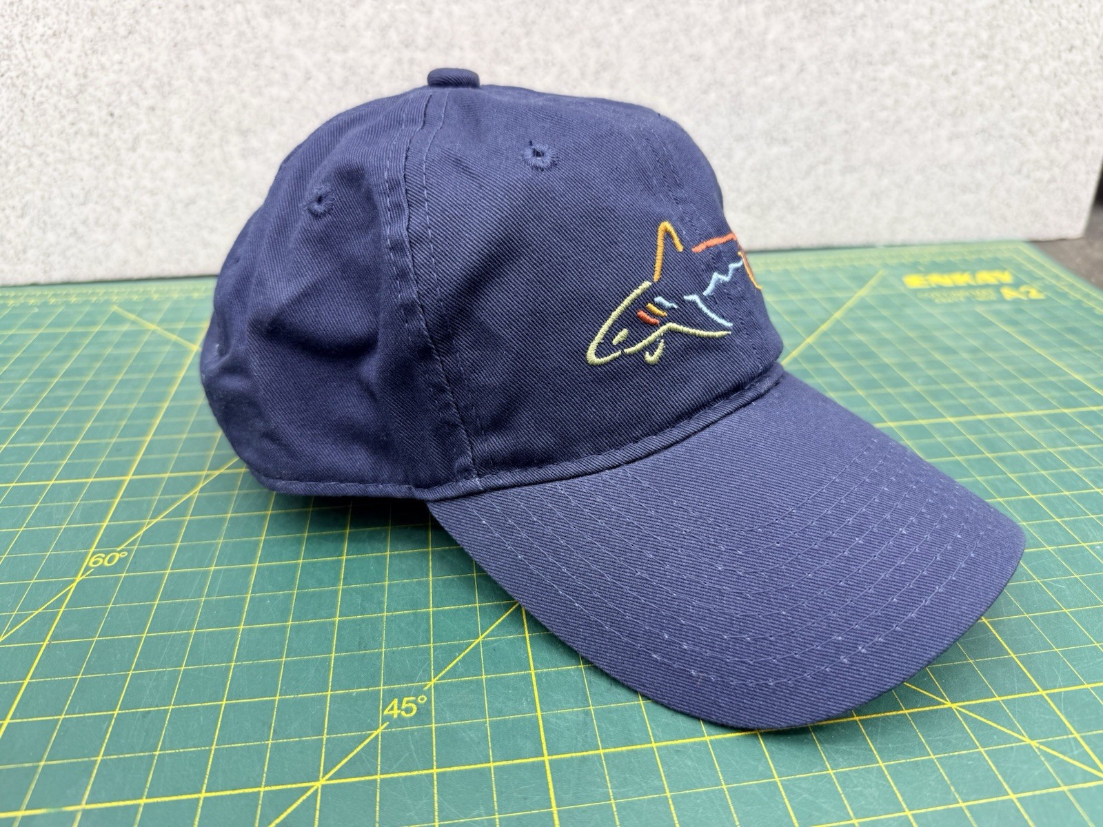 Greg Norman Dark Blue Embroidered Shark Logo Strapback Golf Hat Cap – New!