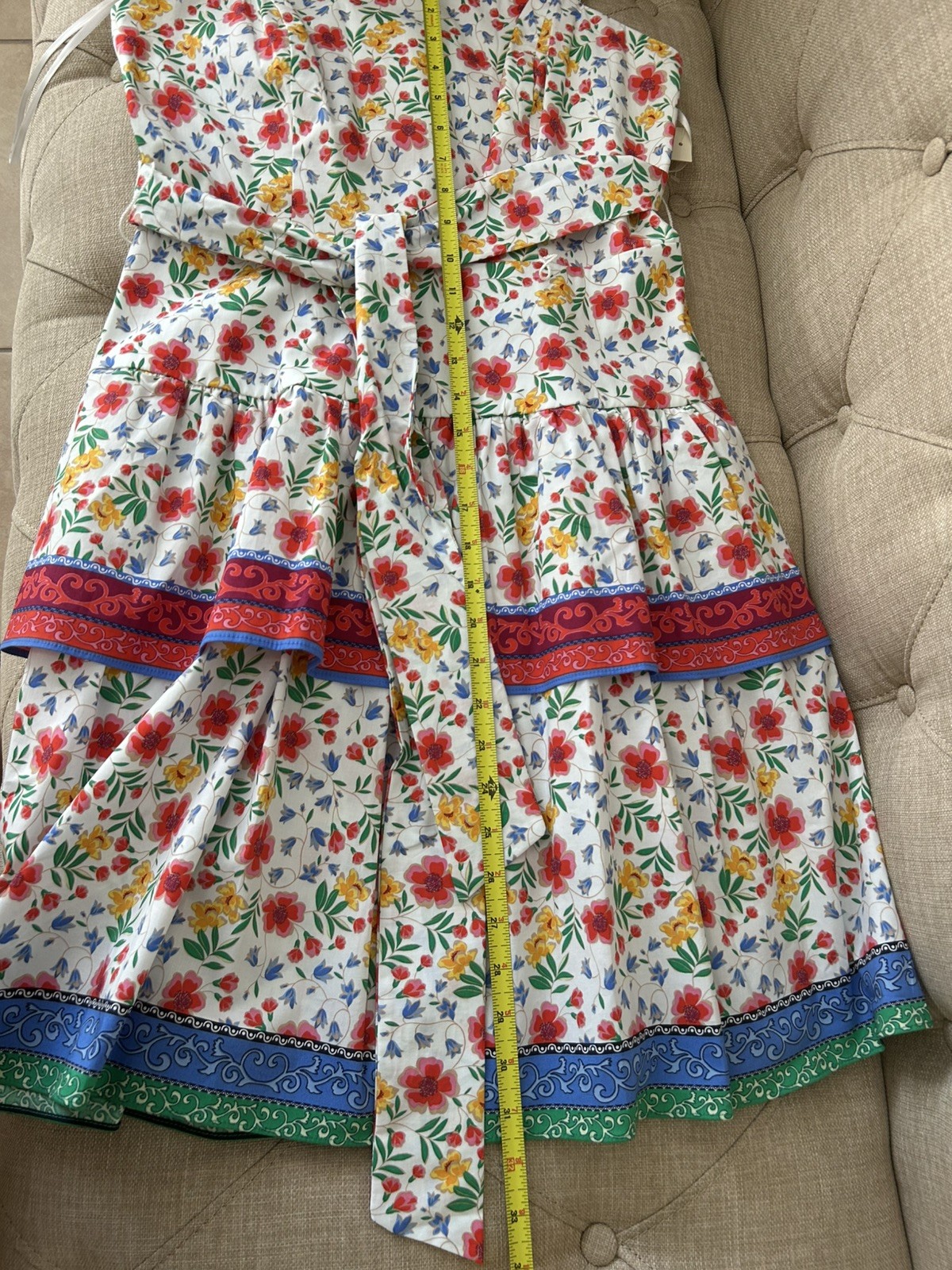 NWT Eliza J Floral Dress Size 10 Knee Length Square Neck Ruffle Tiered Bow Party