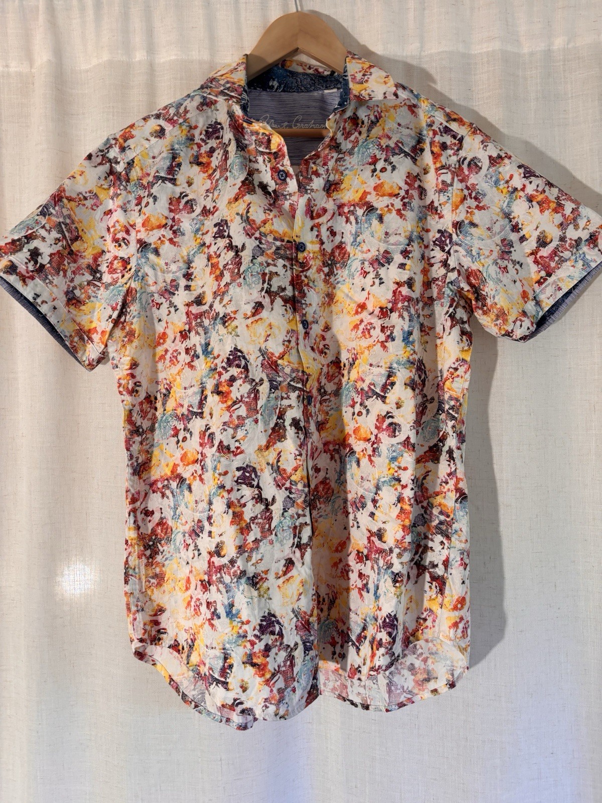 Robert Graham Multicolor Abstract Swirl Rainbow Pride Classic Fit, Size M