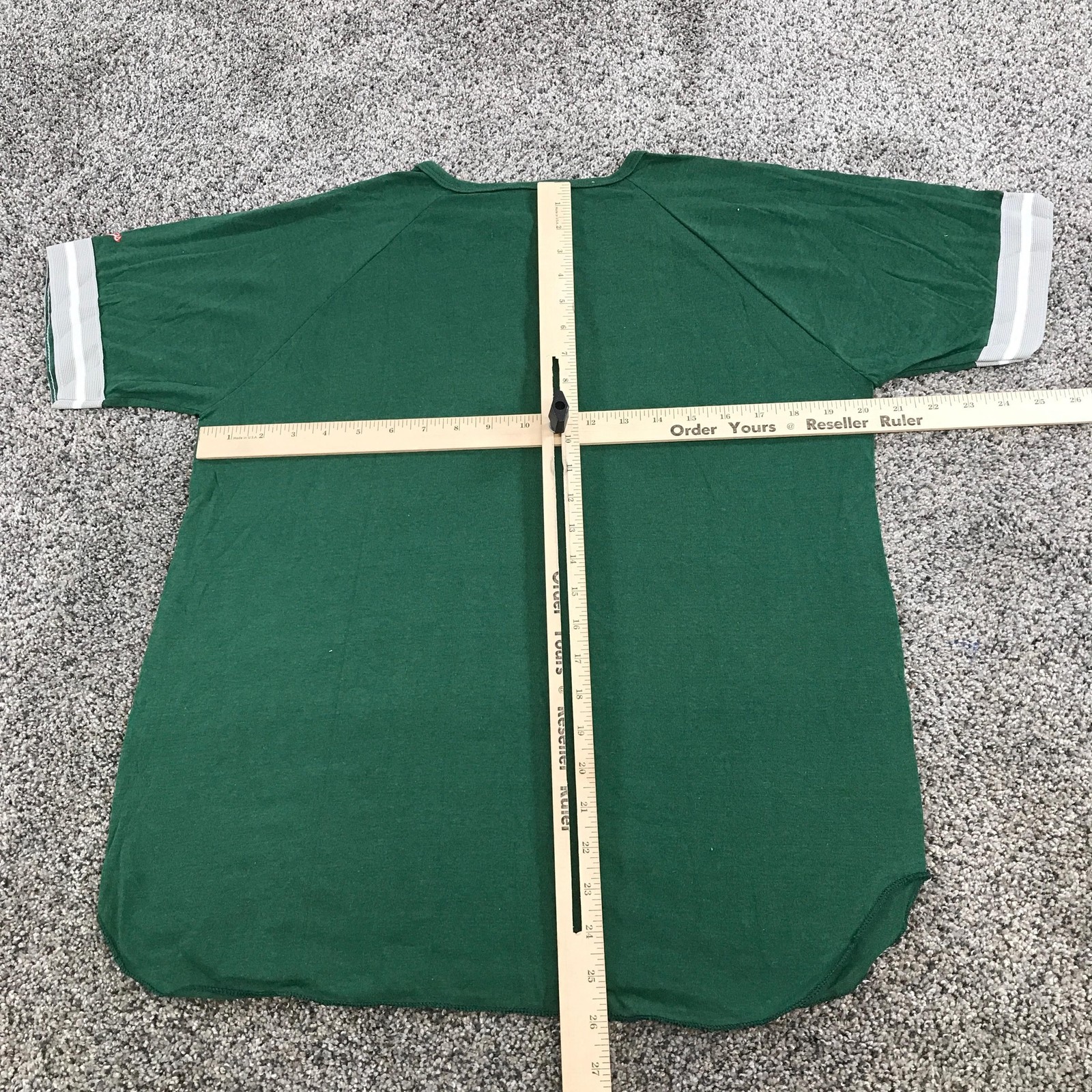 Vintage Rawlings Shirt Mens Large Green Henley Baseball Jersey Raglan Gray White