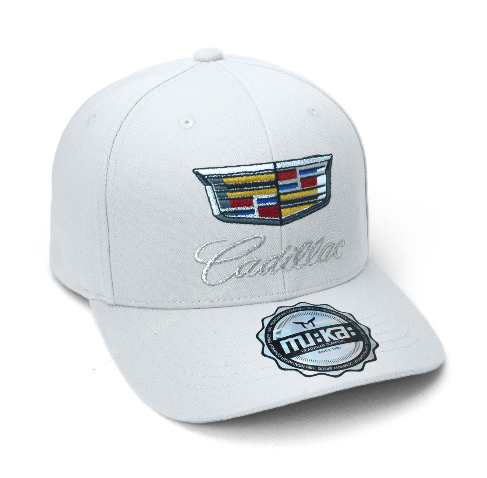 White – Cadillac Baseball Hat Embroidered Logo Adjustable Men’s Luxury Car Gift