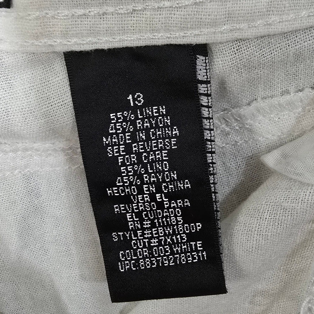 Susie Rose Linen Blend Pants Juniors 13 Cream Straight Leg Casual Summer Coastal