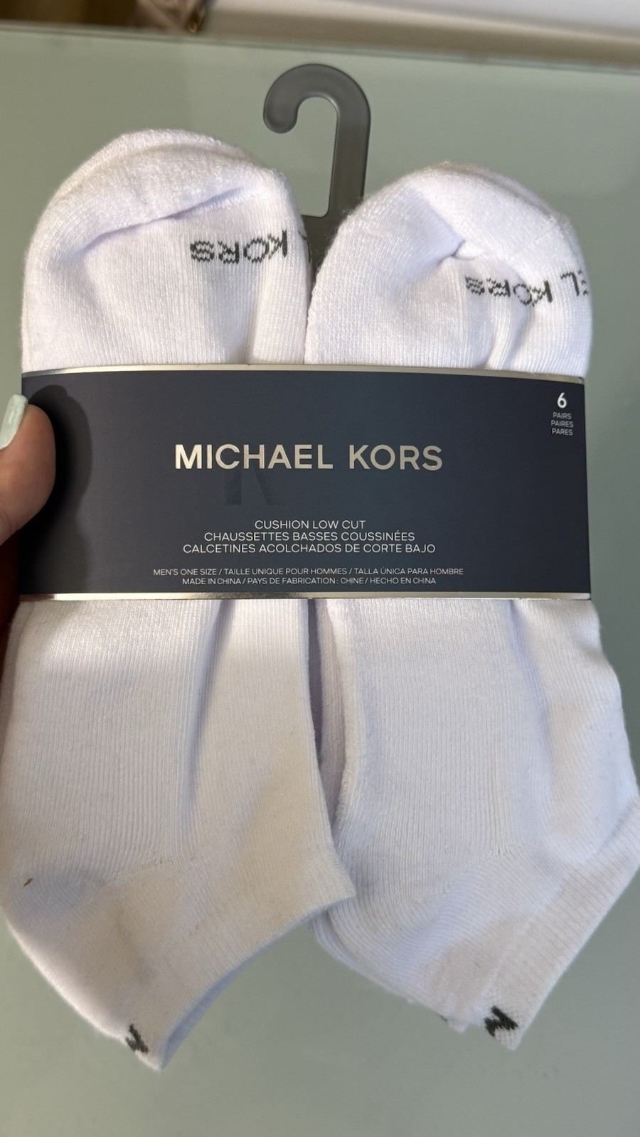 Michael Kors Men’s Cushioned Low Cut Socks 6 Pair Pack White One Size NWT