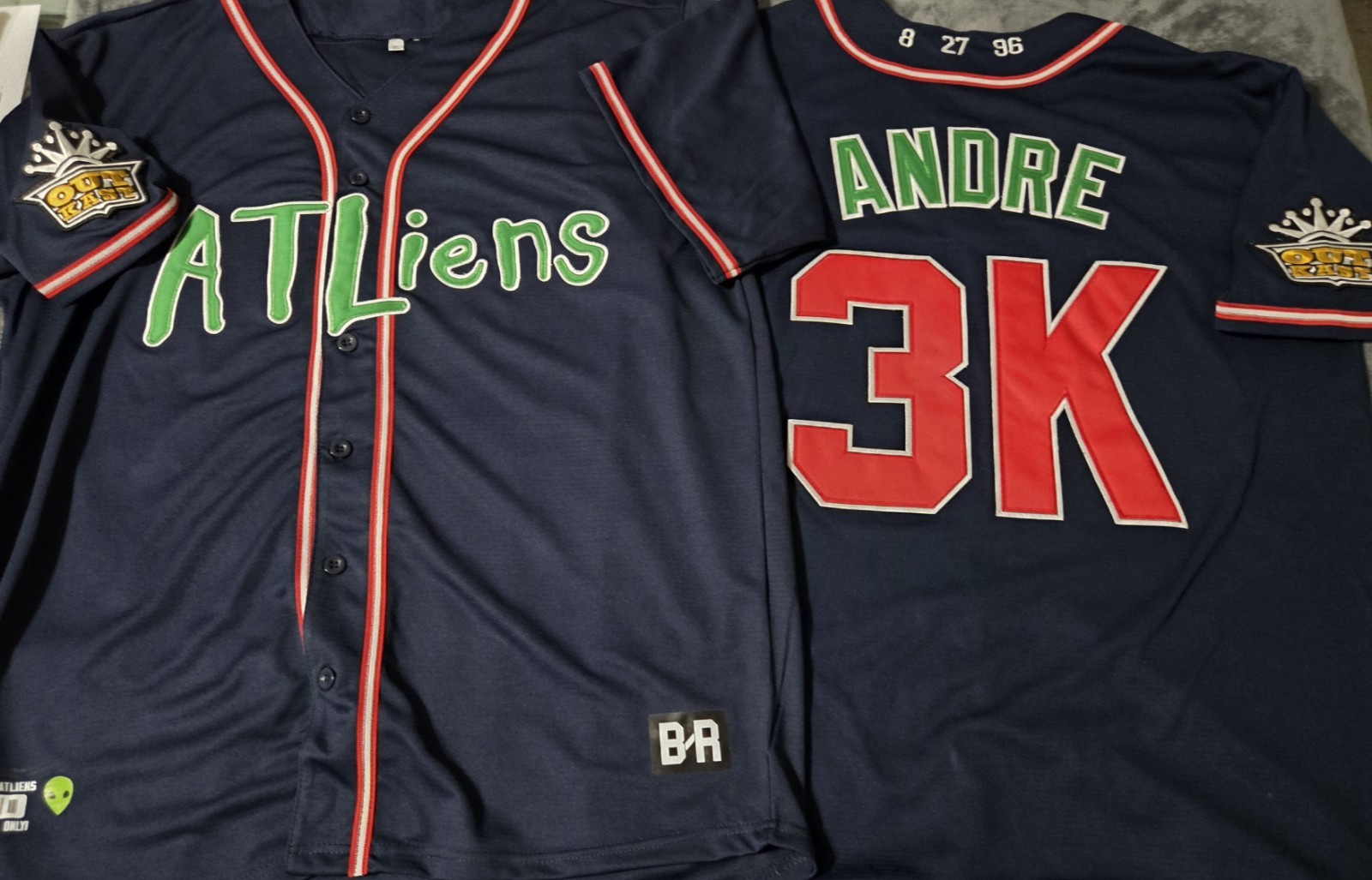 Navy Blue Mens XL Outkast Atlanta Braves Stitched Jersey Andre 3K ATLiens