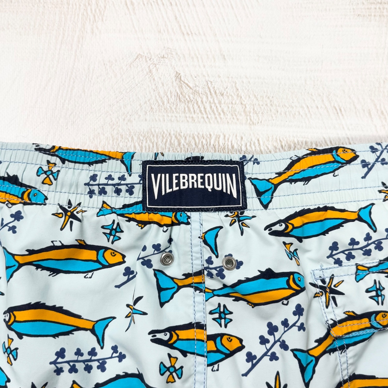 Vilebrequin Men’s Luxury Moorea Fish Print Blue Swim Shorts Trunks Size XXL