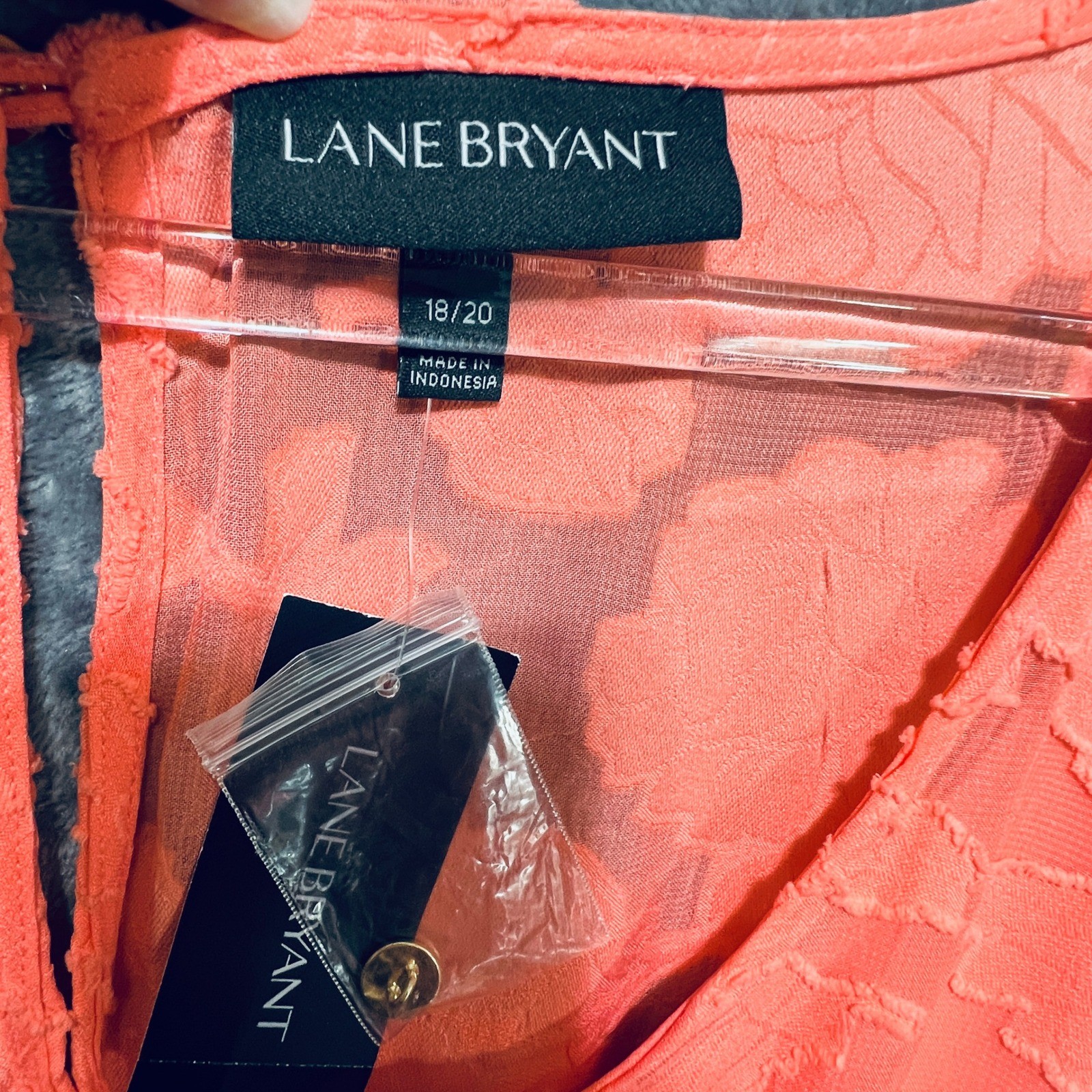 Lane Bryant Coral Lace Floral Burnout Pleated Dress NWT Plus Sz 18/20 Boxy Tie