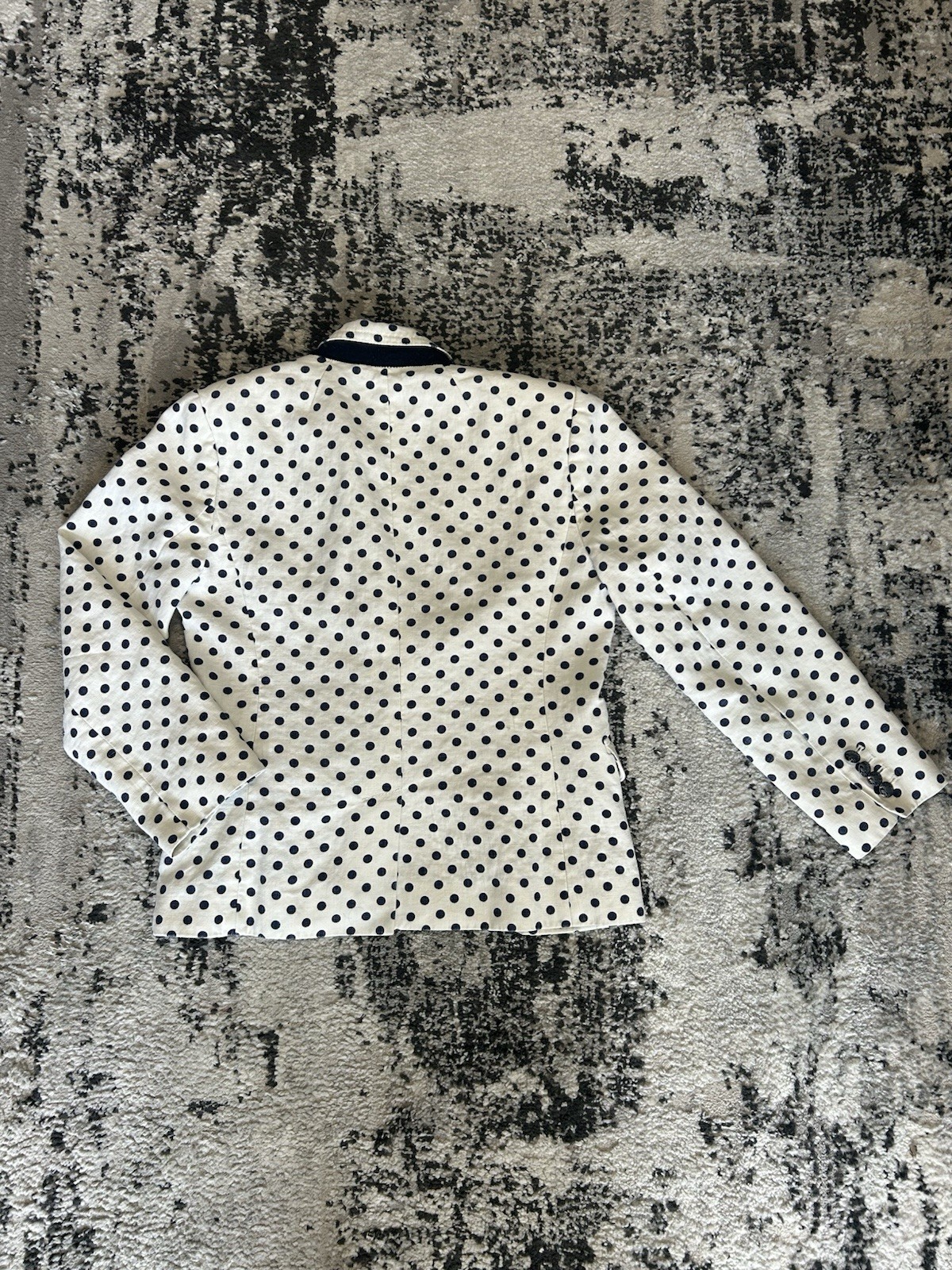 J.CREW Women’s White/Blue Polka Dot Notch Lapel Cotton Lined Blazer 2