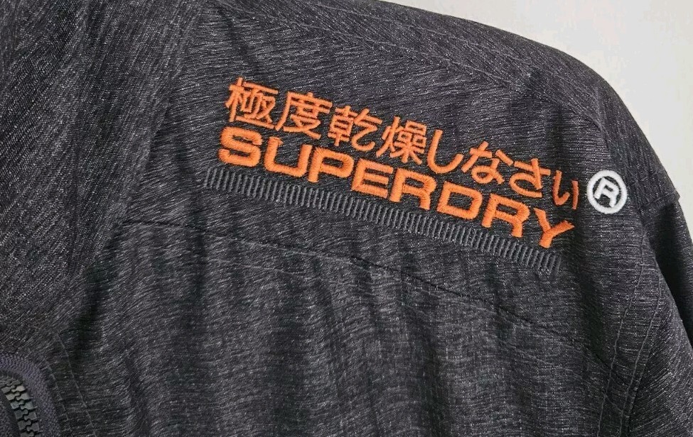 SUPERDRY WINDCHEATER MENS UK SIZE MEDIUM CHARCOAL GREY & ORANGE COAT