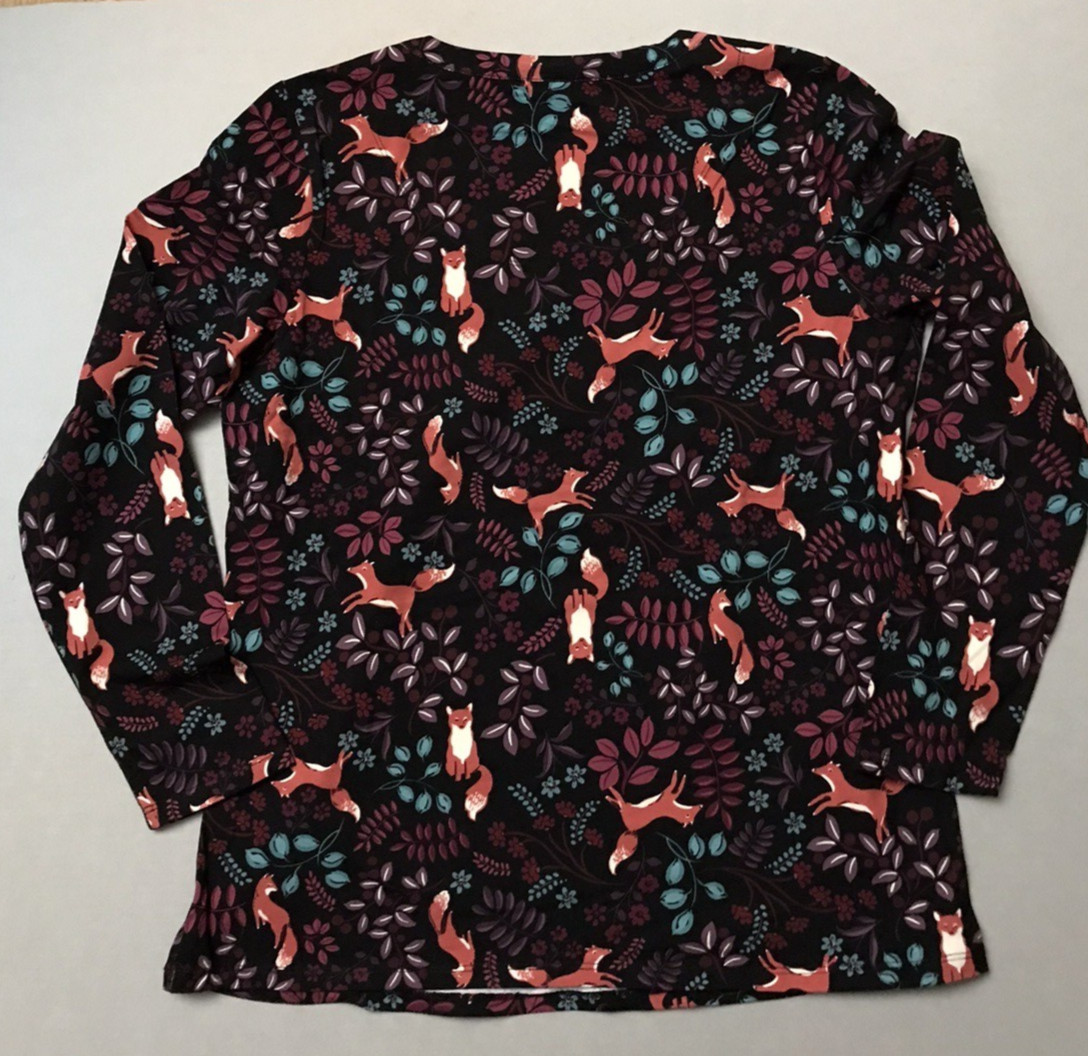 Christopher & Banks Women’s Sz XL All-Over Fox Print Long Sleeve Top NWT $44.95
