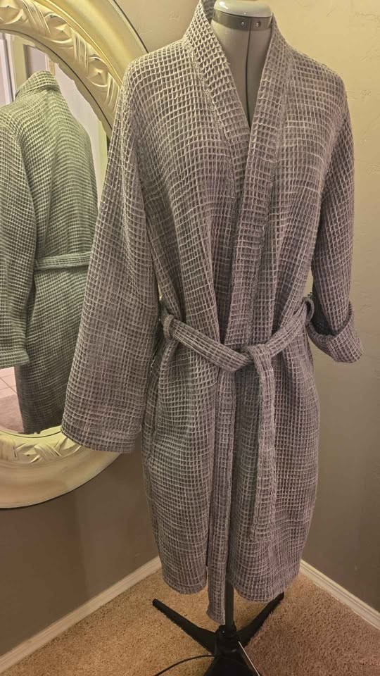 Parachute Waffle Robe Charcoal Gray 100% Turkish Cotton Loungewear Large Unisex