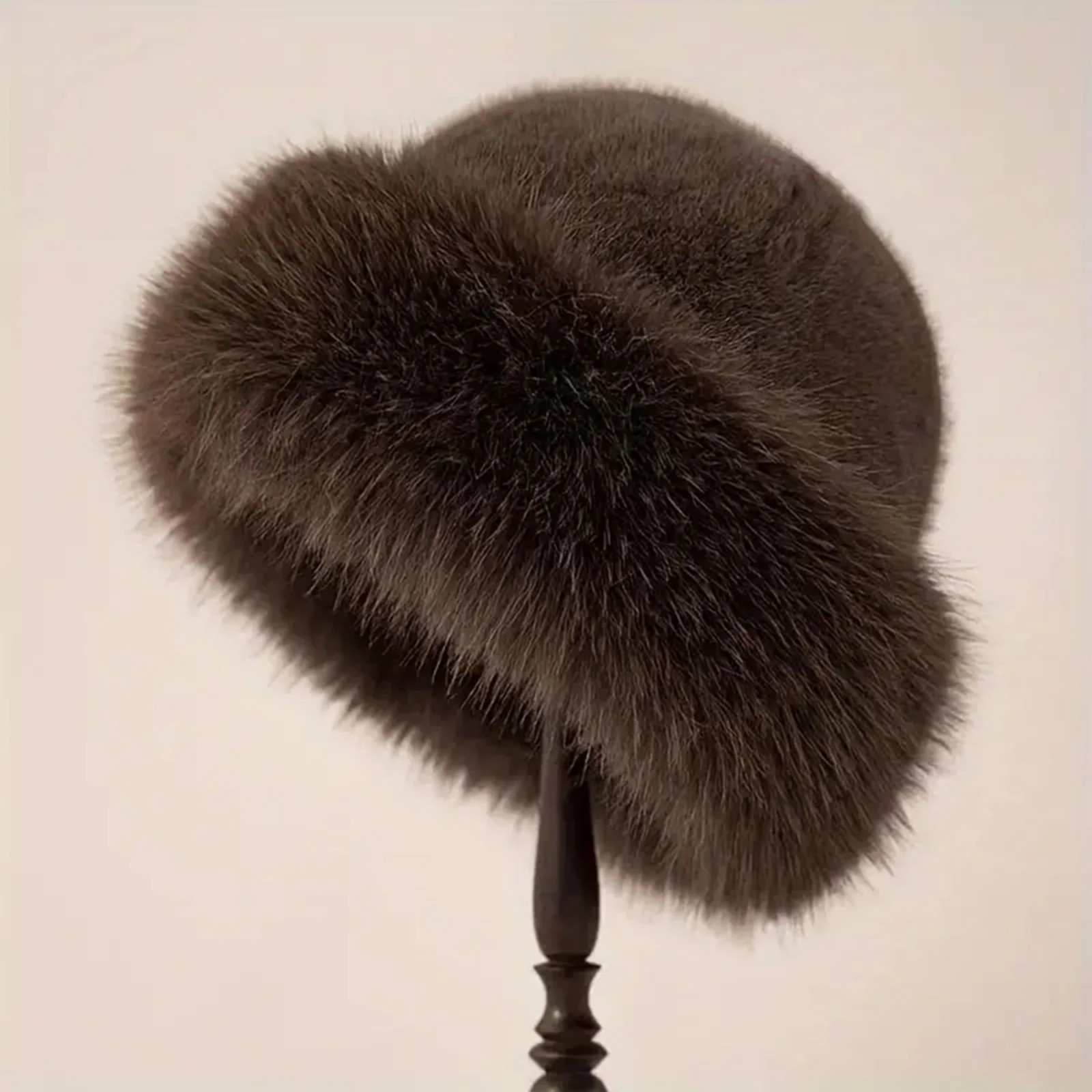 Thicken Plush Warm Fur Hat Fluffy Beanie Warm Thick Hat Mongolian Caps for