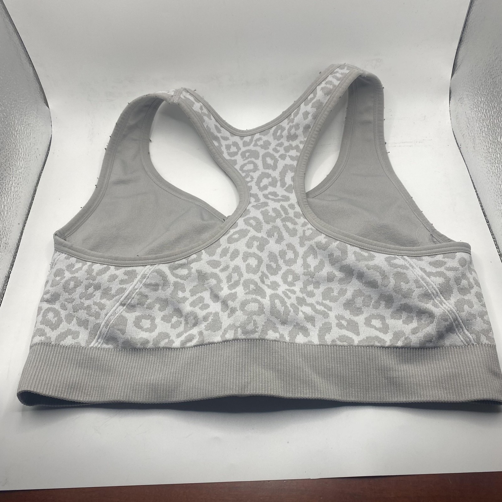 Avia Sports Bra Womens XL Gray Leopard Front Zip Racerback Seamless AV18191