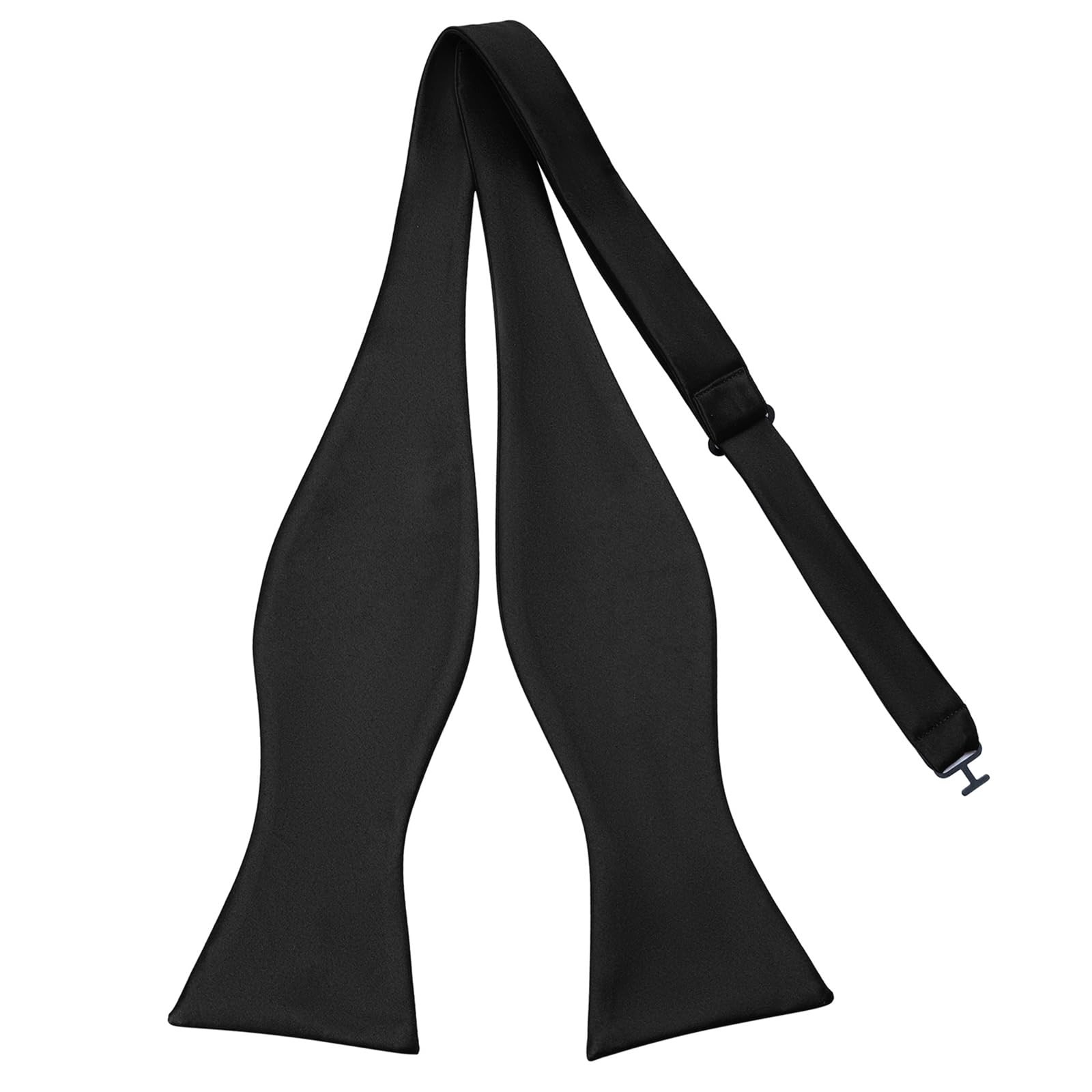 Mens Black Solid Self Bow Tie Jacquard Woven Silk Bow Ties