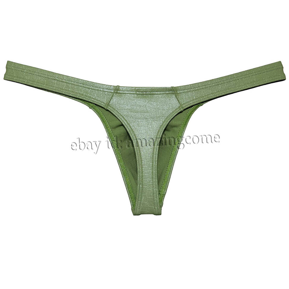 Men Gloss Bikini Thong Underwear Classics T-back Elastic Bulge Pouch Underpants