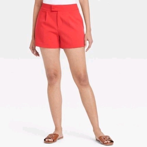 Women’s High-Rise Tailored Shorts A New Day Red Midweight Stretch Size 14