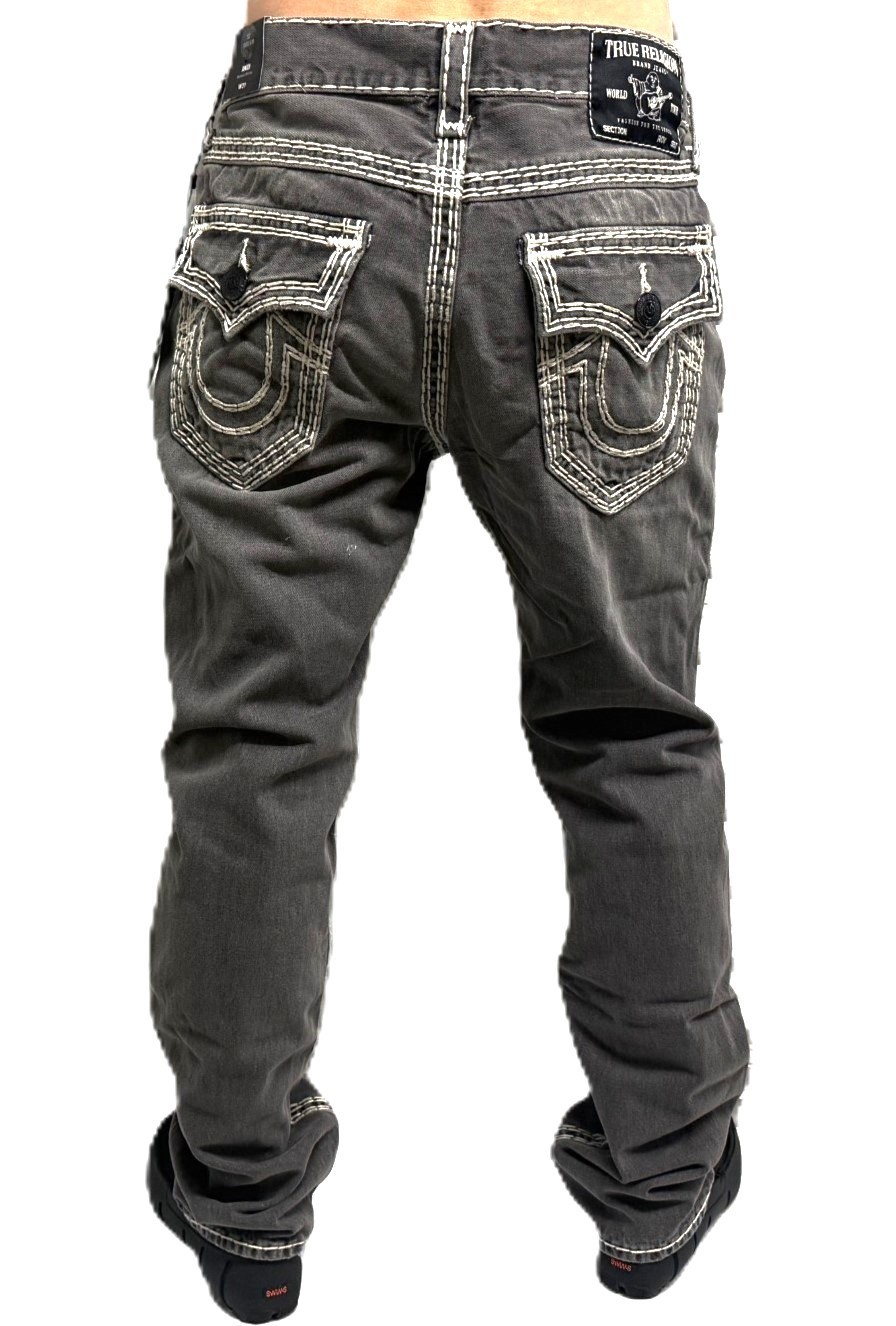 True Religion Men’s Rocco Chalk Grey Wash Super QT Relaxed Skinny Jeans – 109174