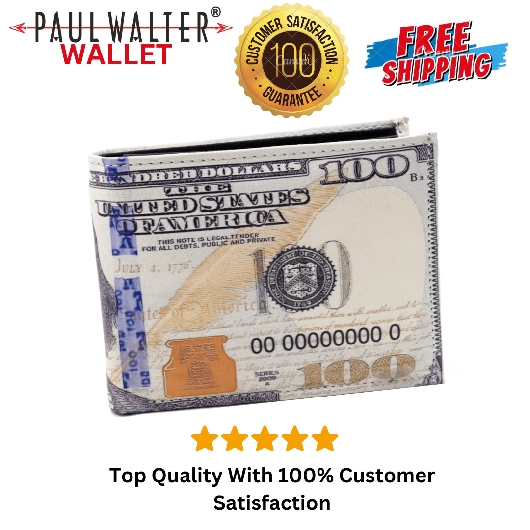 USA $100 One Hundred Dollar Print Men’s Leather Bifold Novelty Wallet